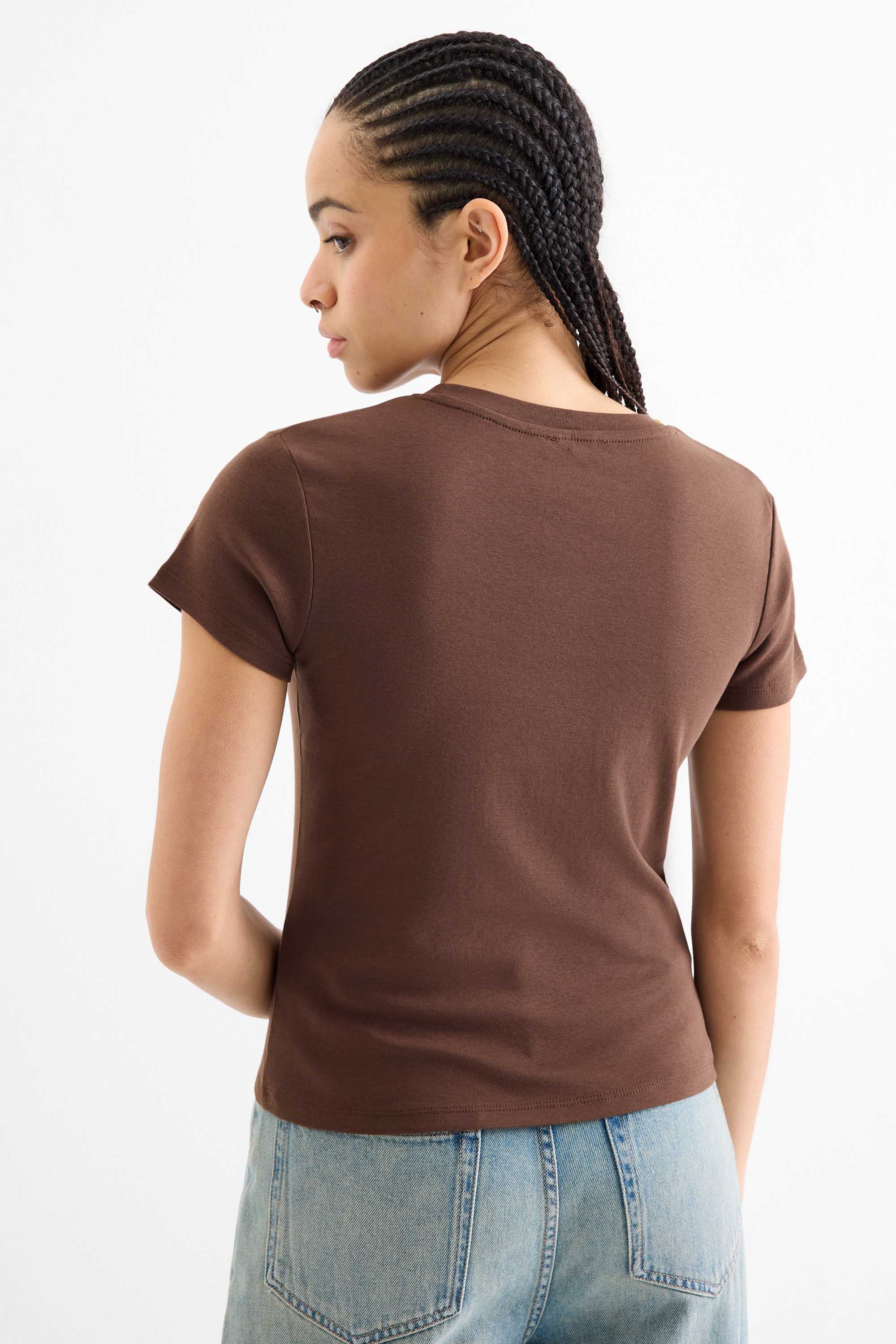 T-shirt - slim fit dark brown
