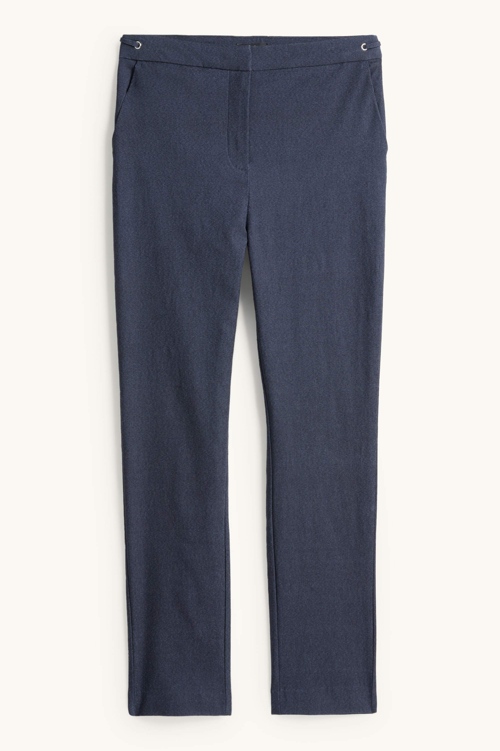 Cloth trousers - mid-rise waist - tapered fit - denim look dark blue