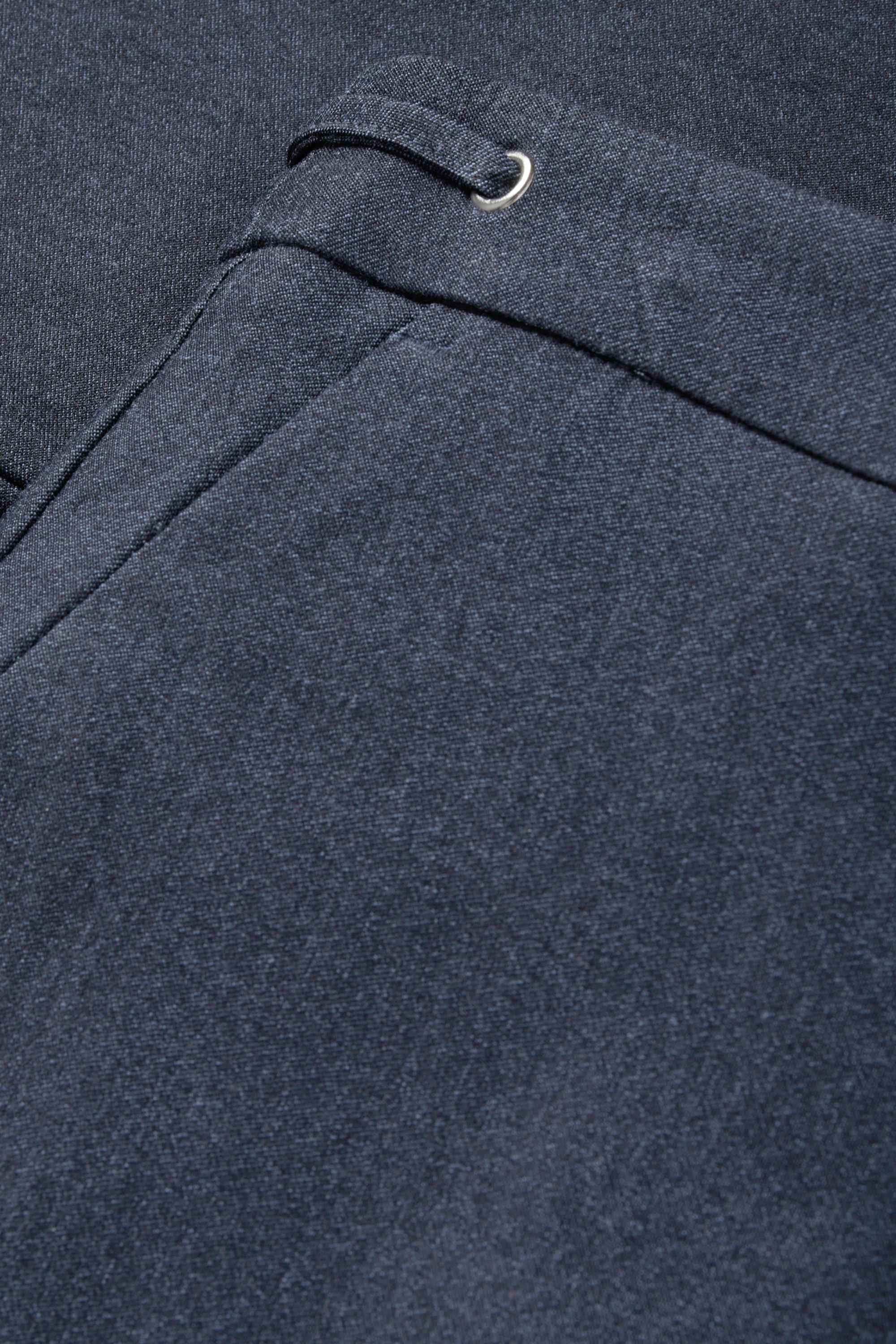 Cloth trousers - mid-rise waist - tapered fit - denim look dark blue
