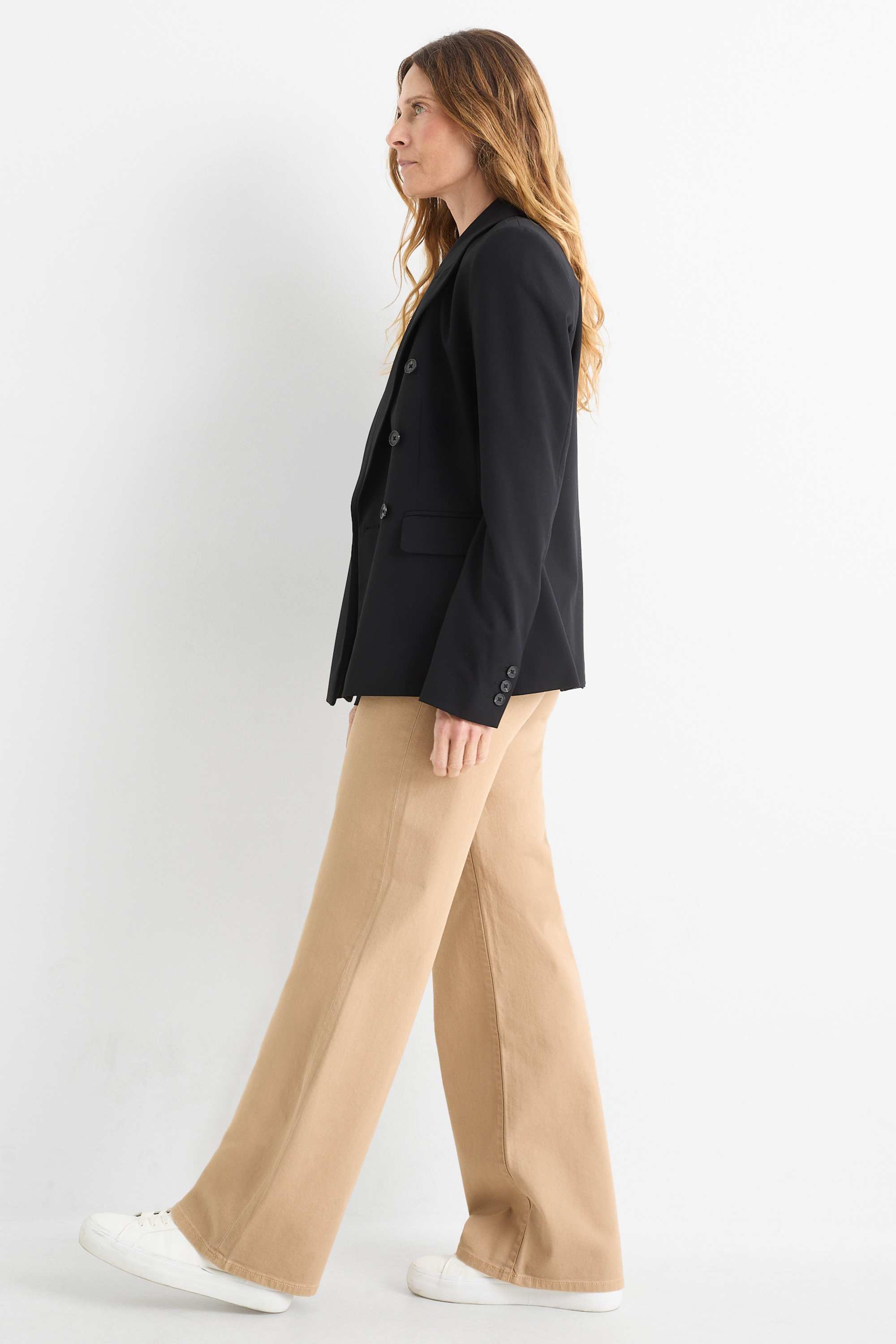 Cloth trousers - high waist - wide leg taupe