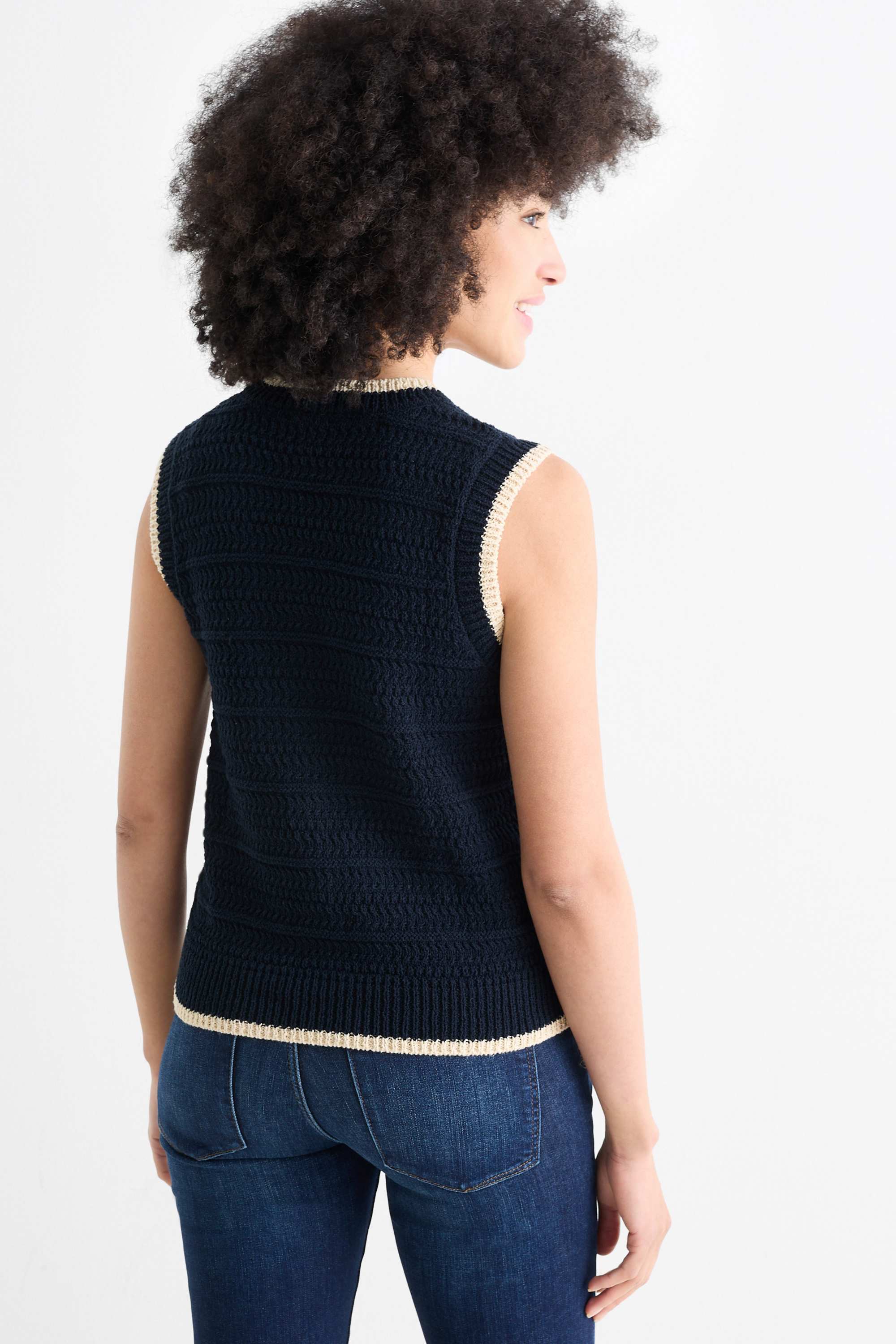 Knitted waistcoat - textured dark blue