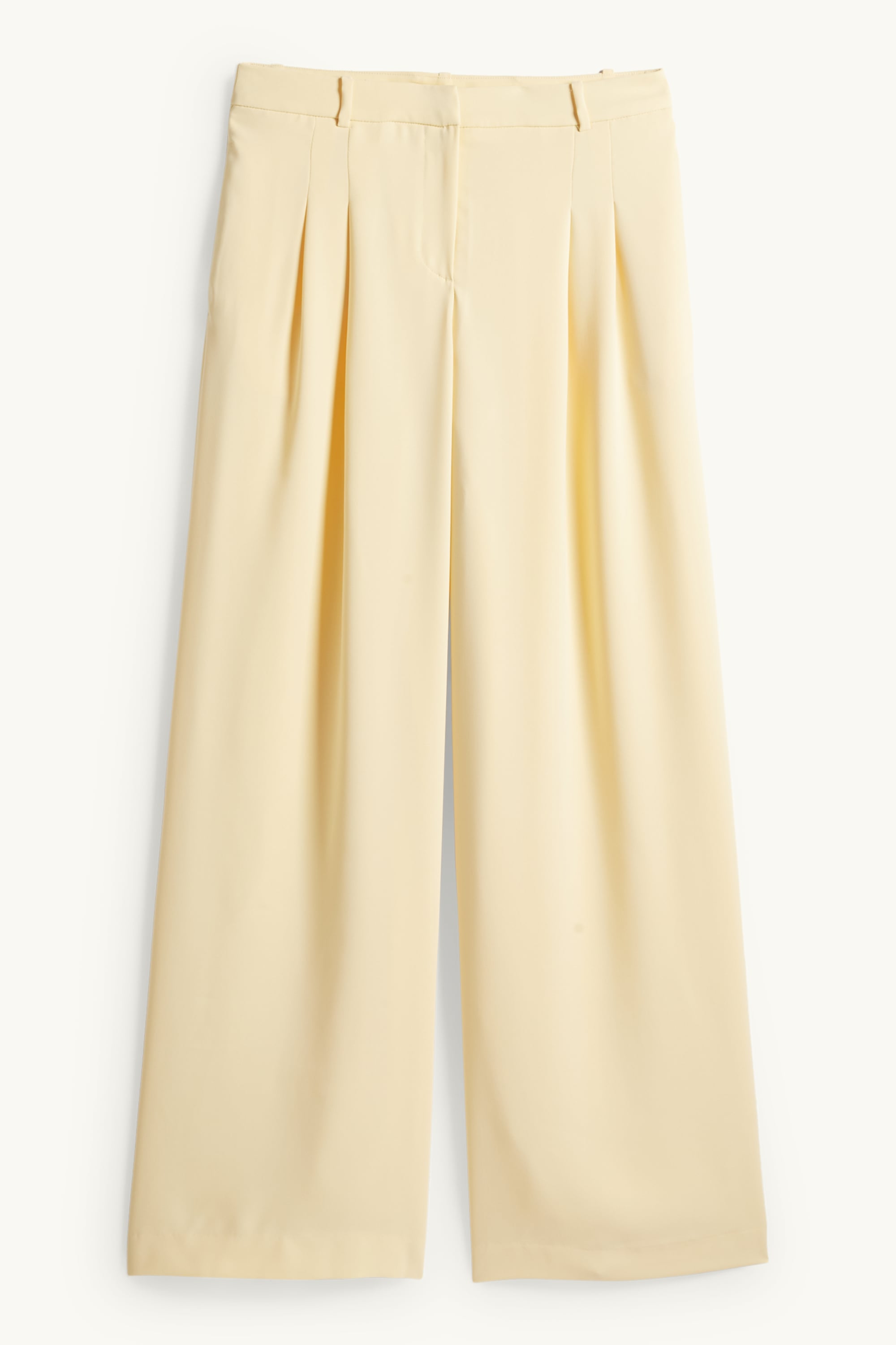 Business trousers - mid-rise waist - straight leg light yellow