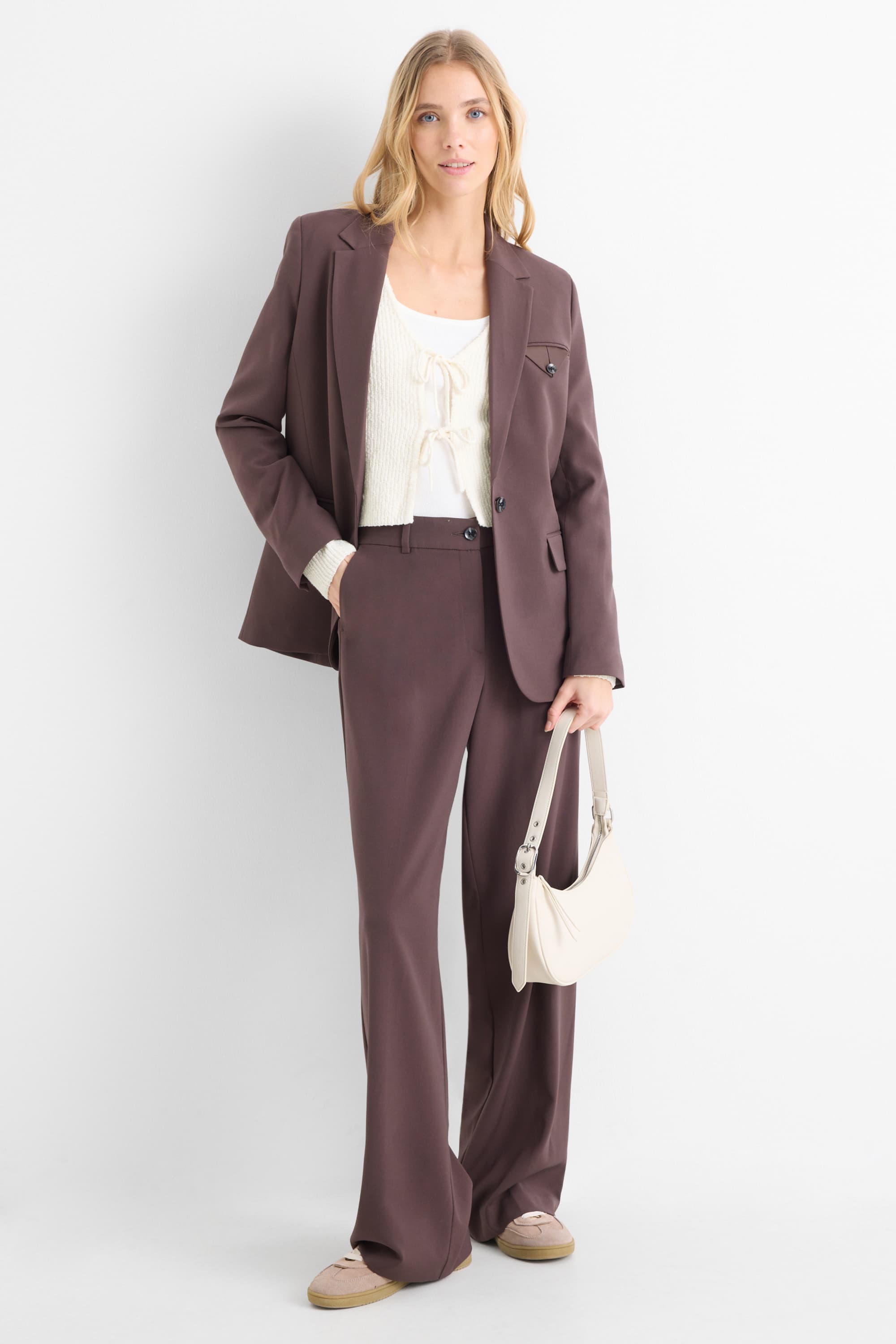 Cardigan - ribbed cremewhite