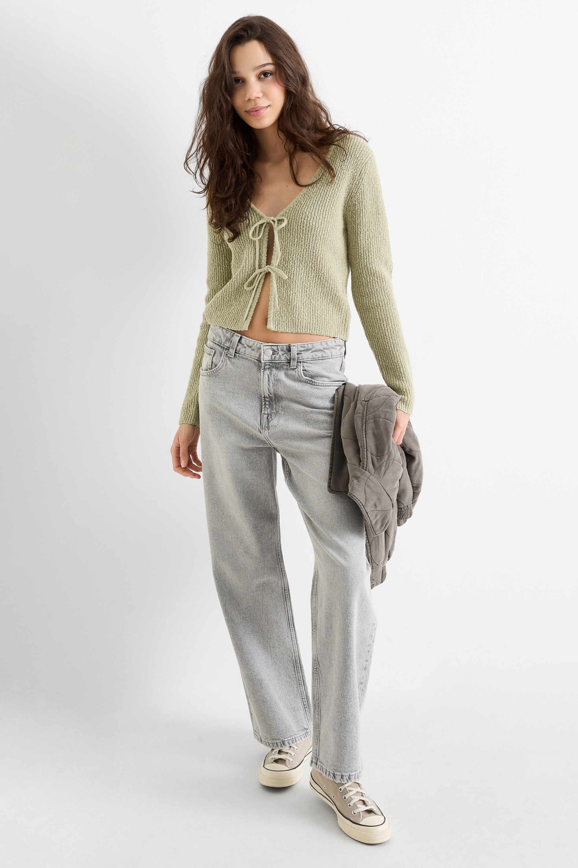Cardigan - ribbed light green