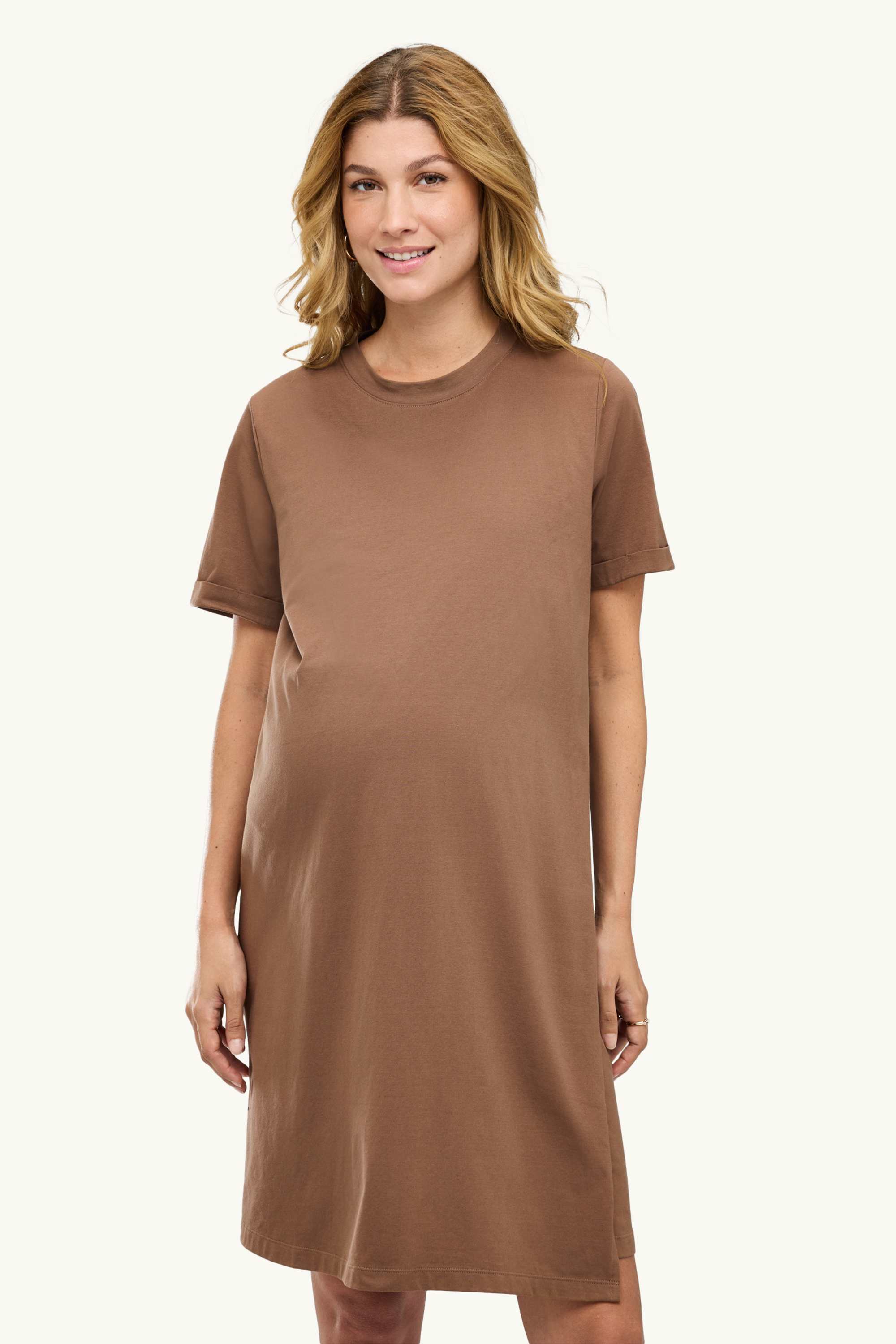 Nursing T-shirt dress light brown