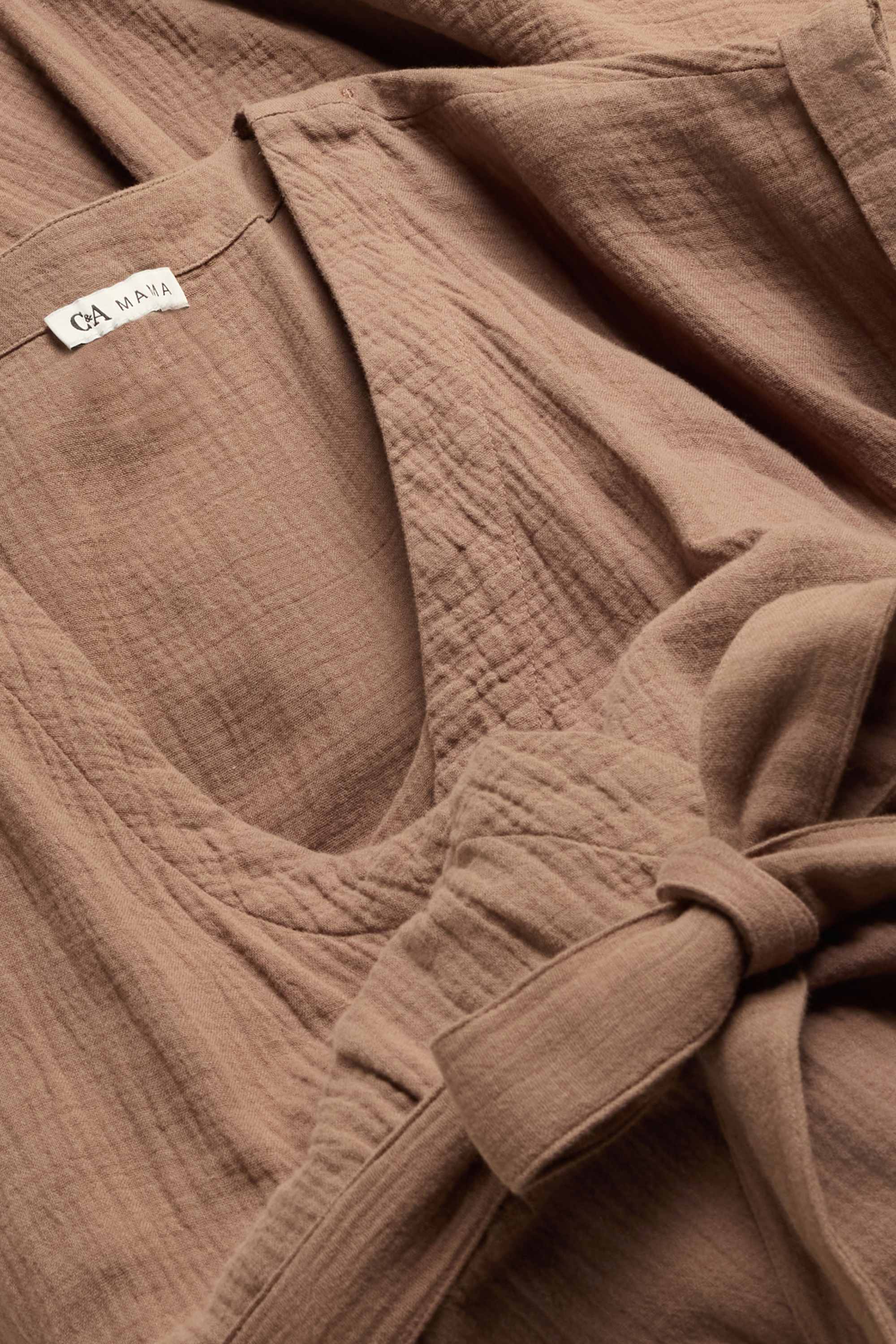 V-neck nursing dress - textured brown