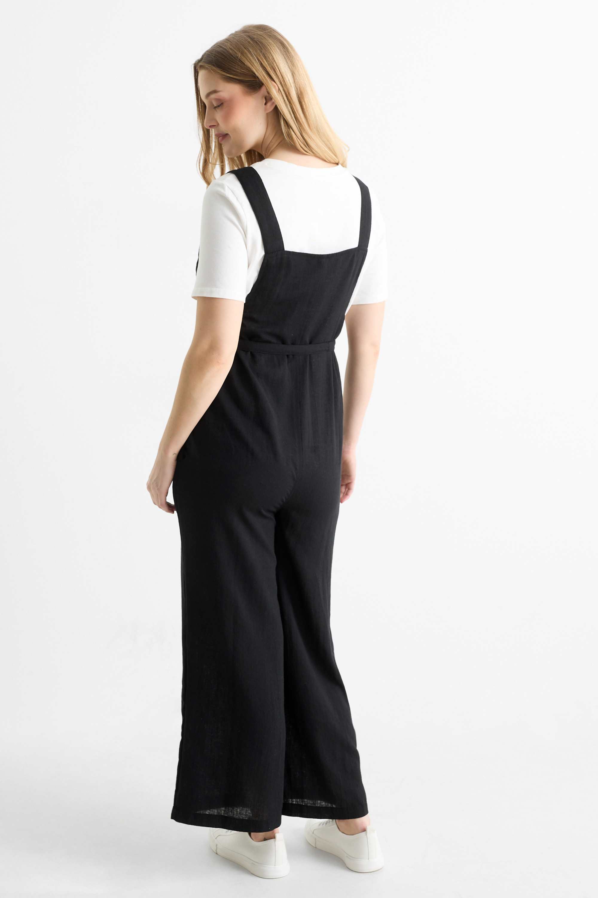 Set - maternity T-shirt and dungarees - 2 piece black / white