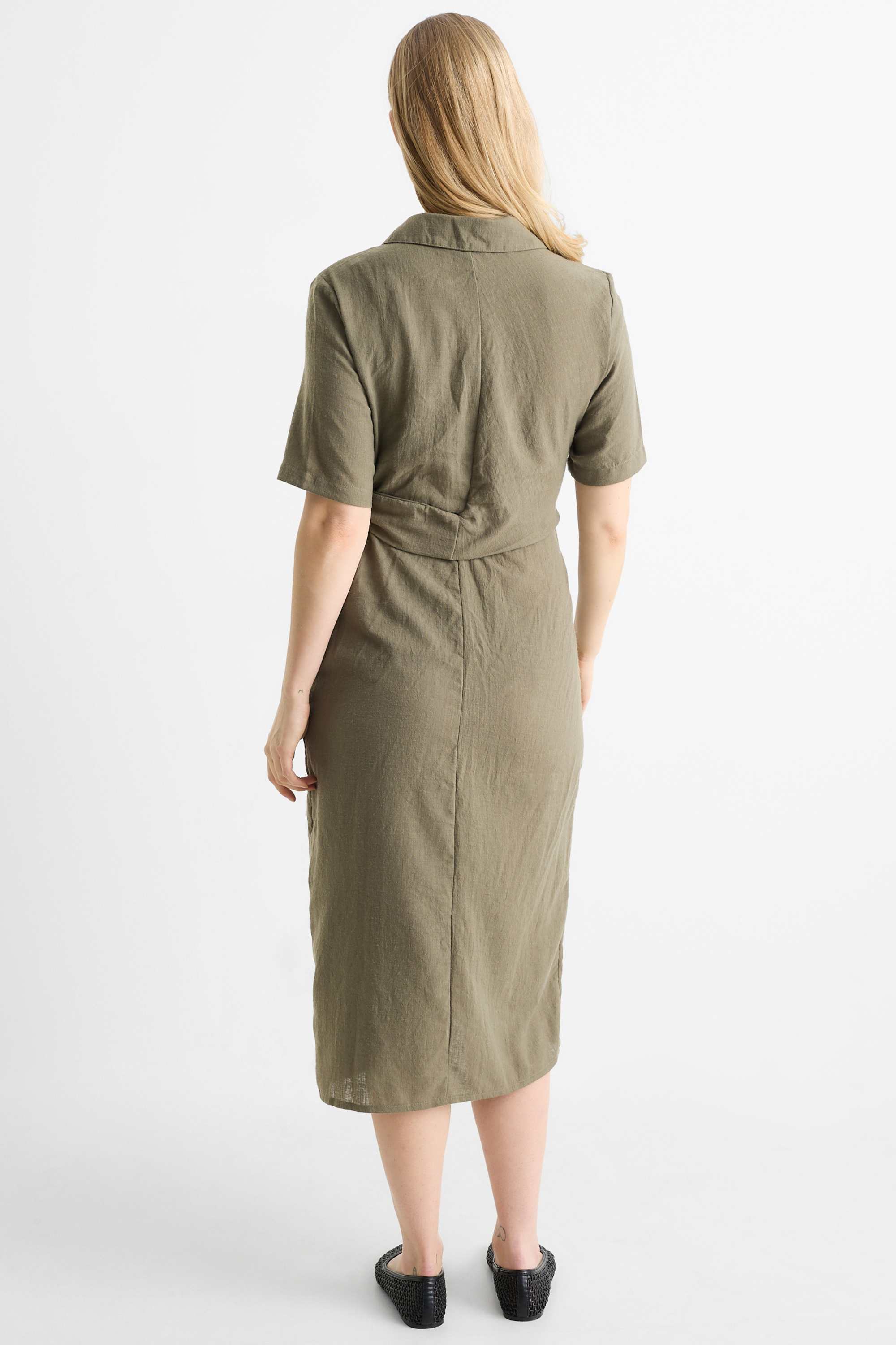 Maternity shirt dress dark green
