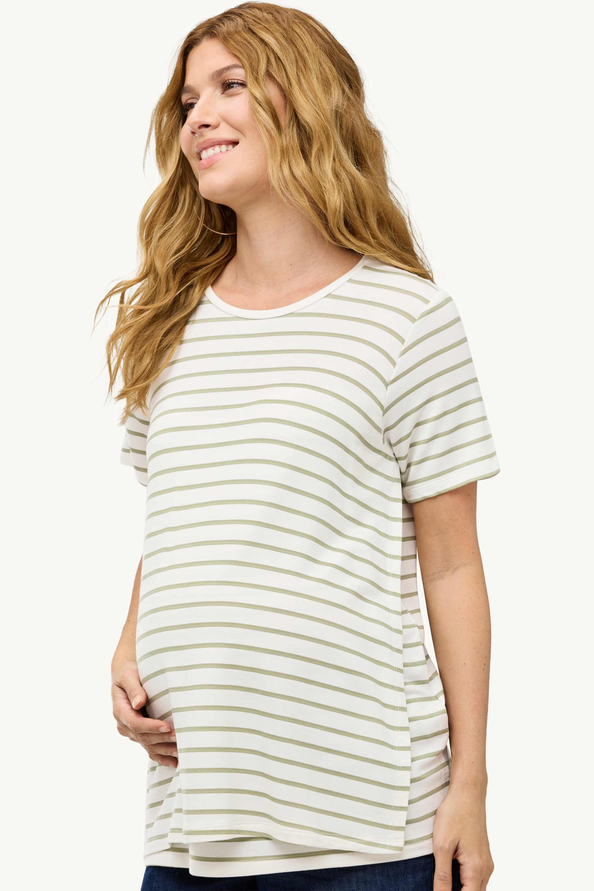 Nursing T-shirt - striped white