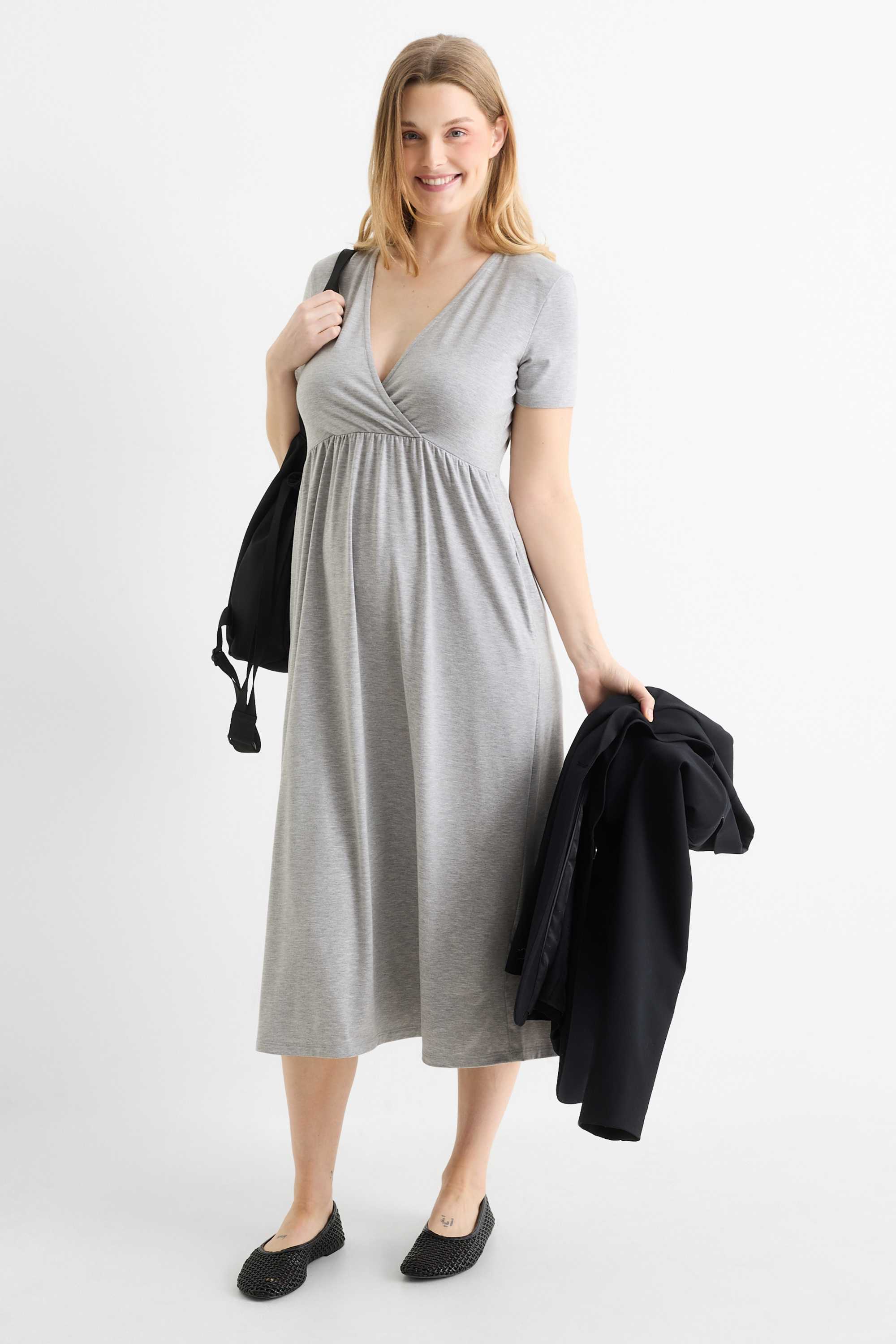 Nursing dress light gray