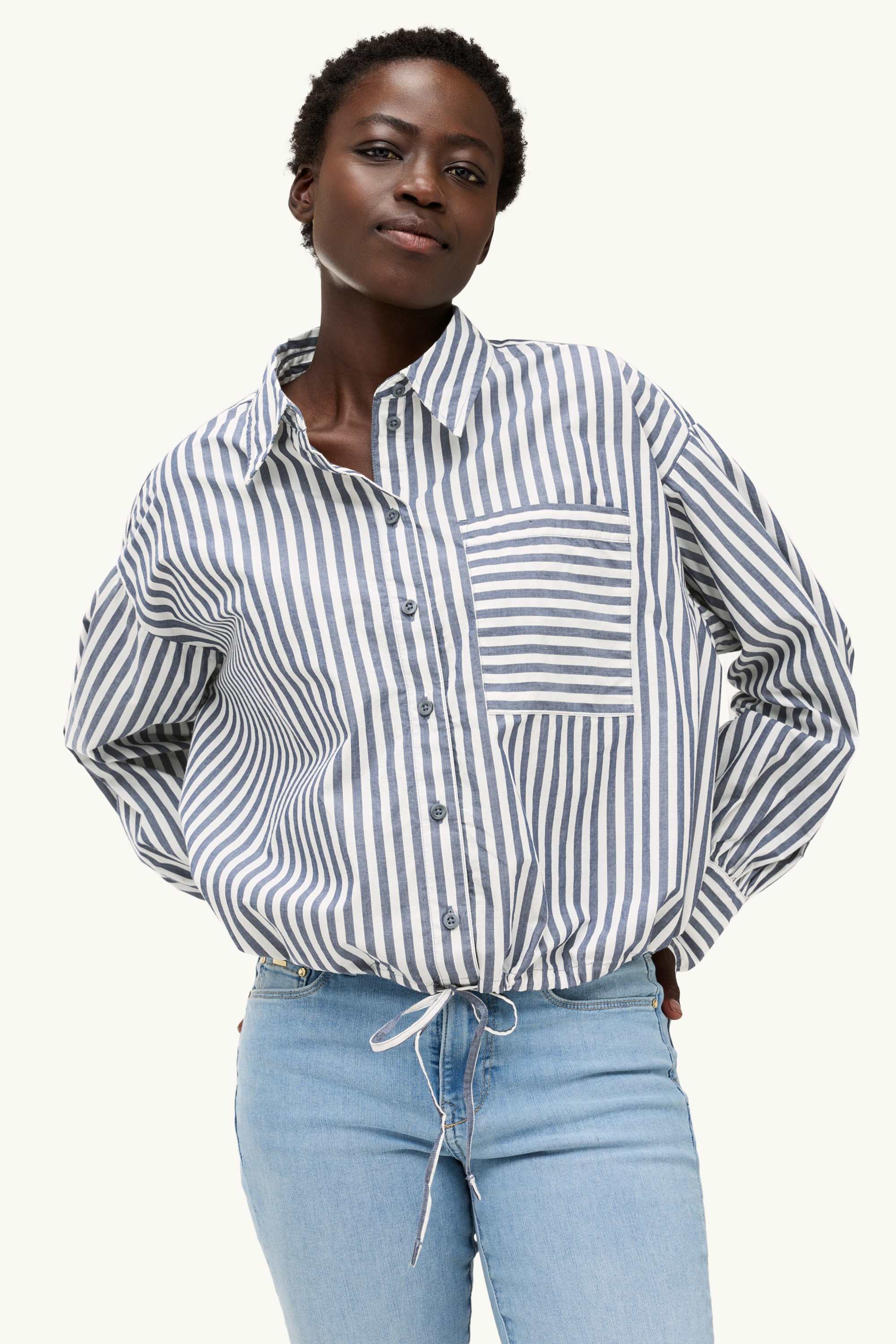 Blouse - striped blue / white