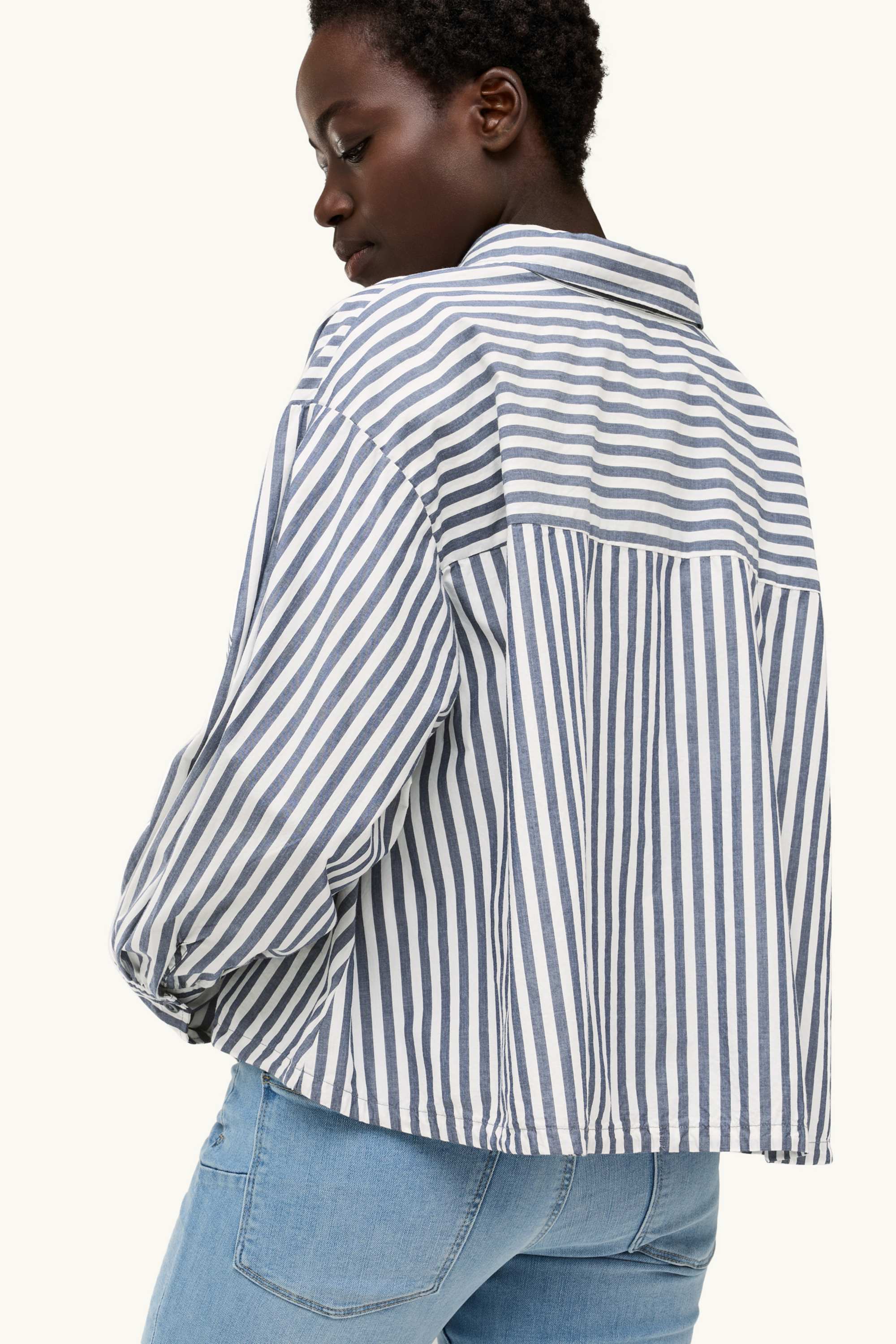 Blouse - striped blue / white