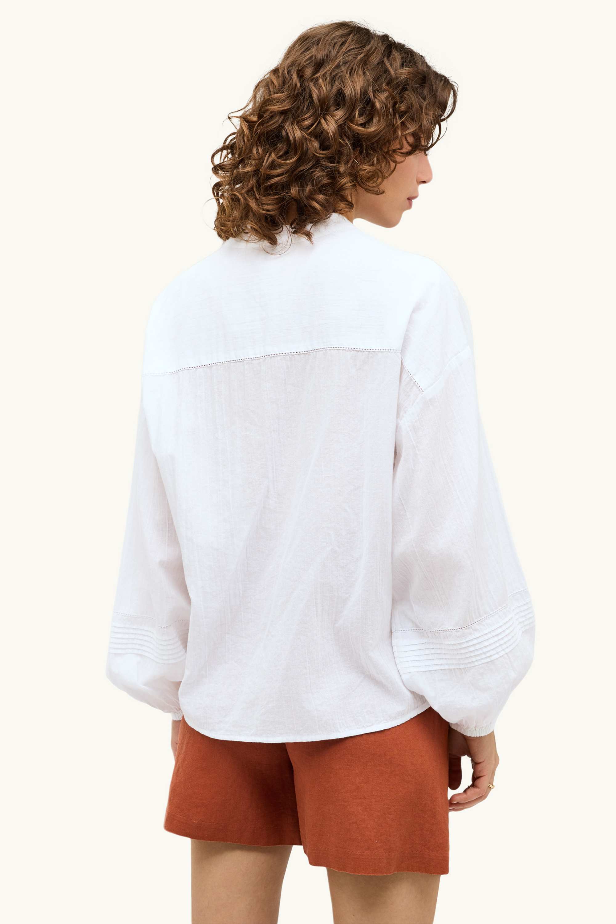 V-neck blouse white