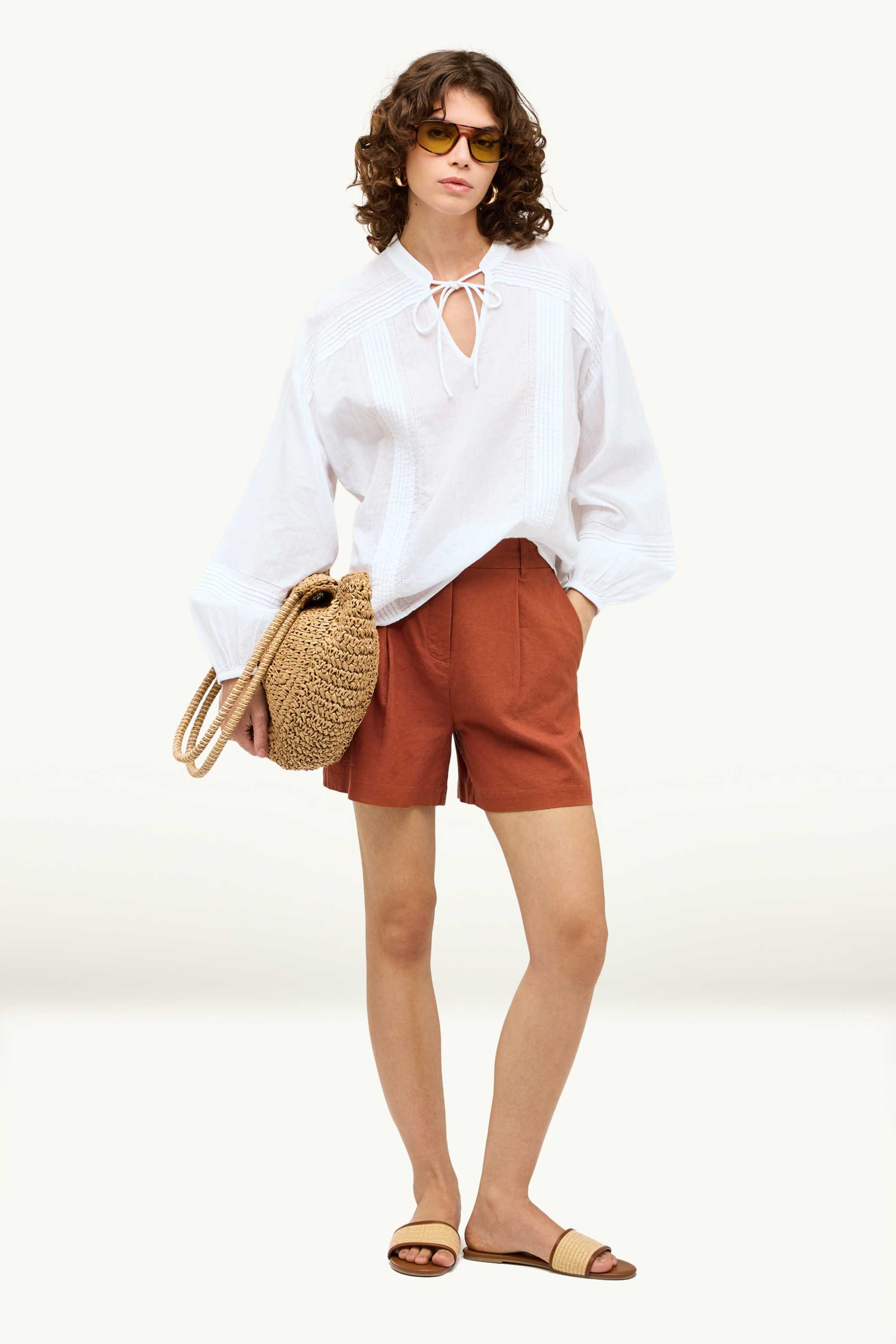V-neck blouse white