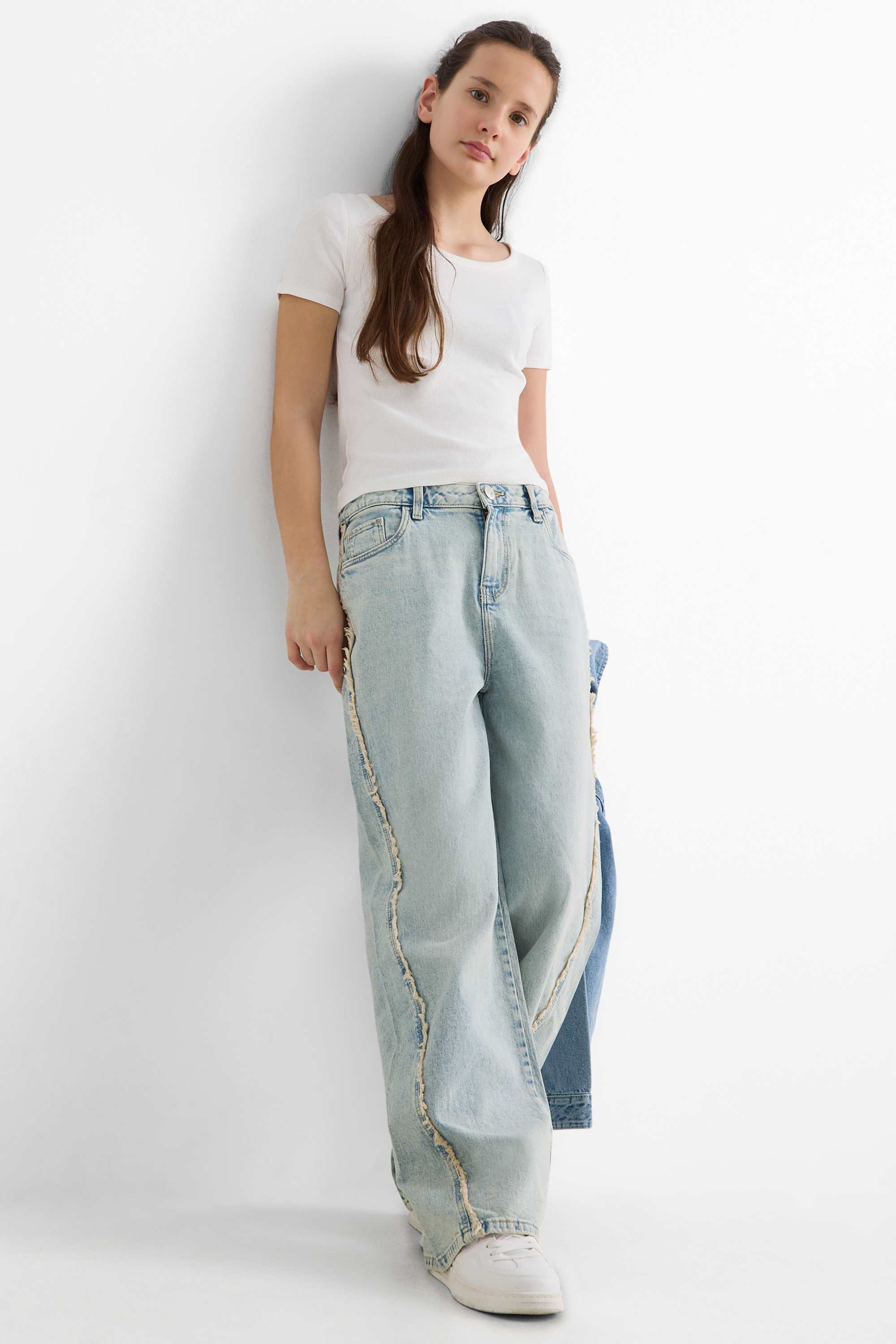 Wide leg jeans denim-light gray