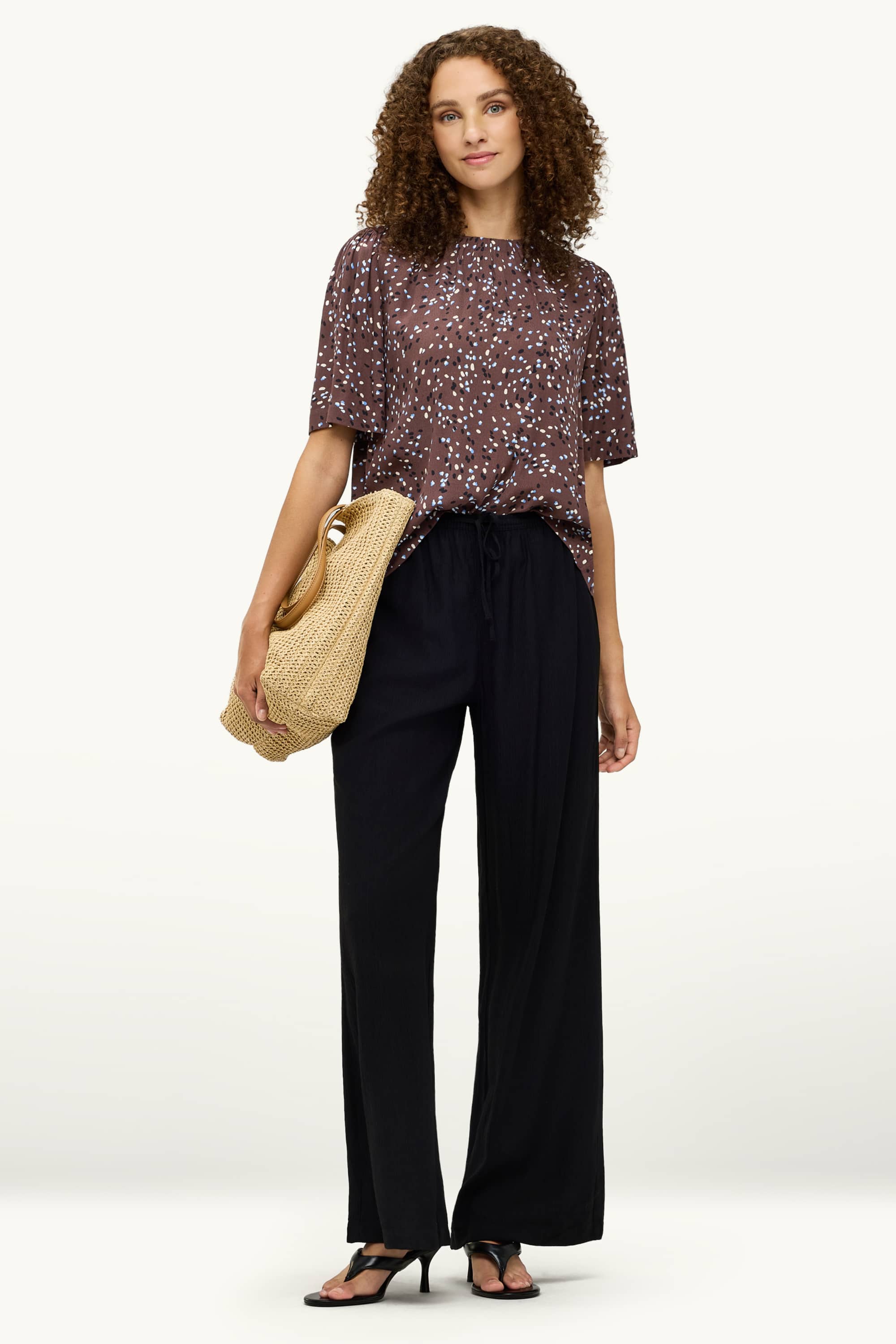 Blouse - polka dot brown