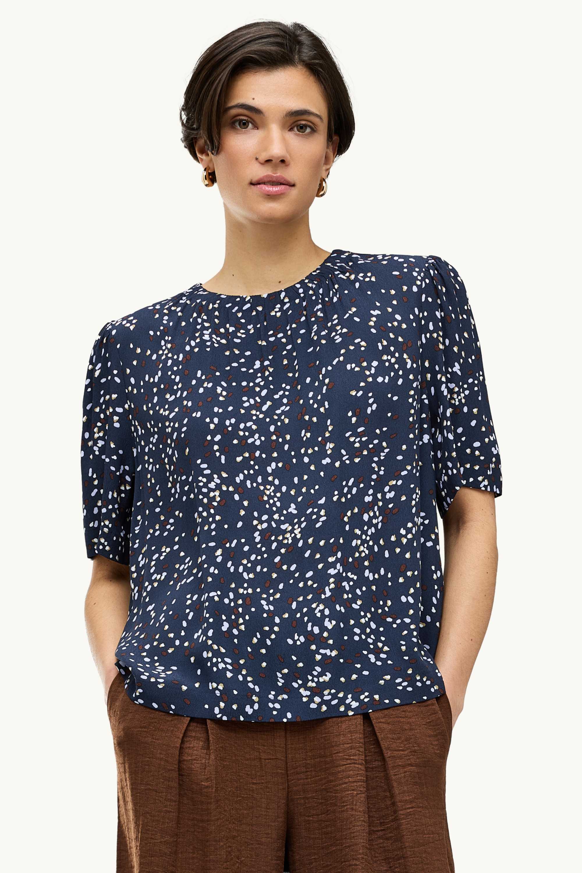 Blouse - polka dot blue