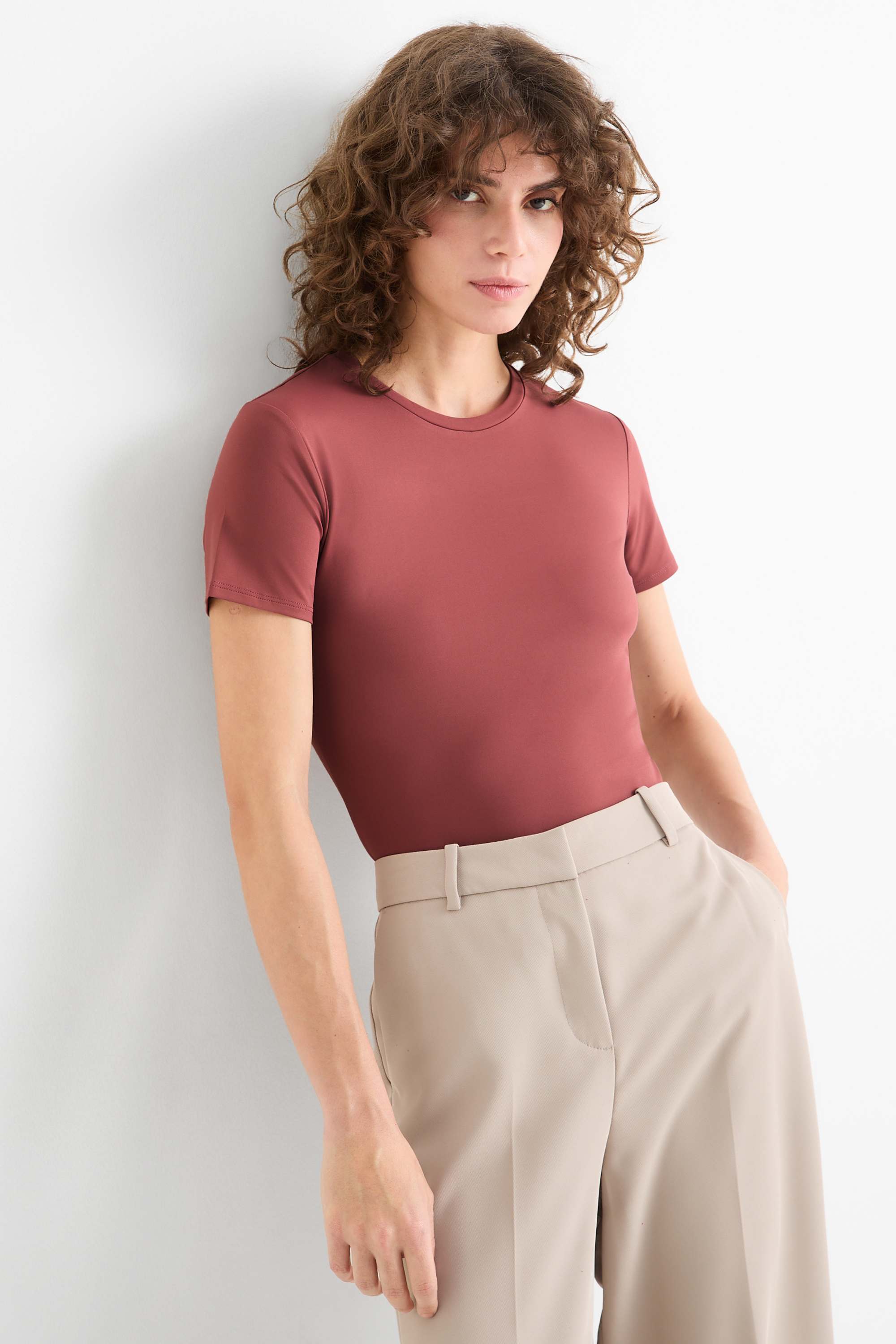 T-shirt - slim fit dark red