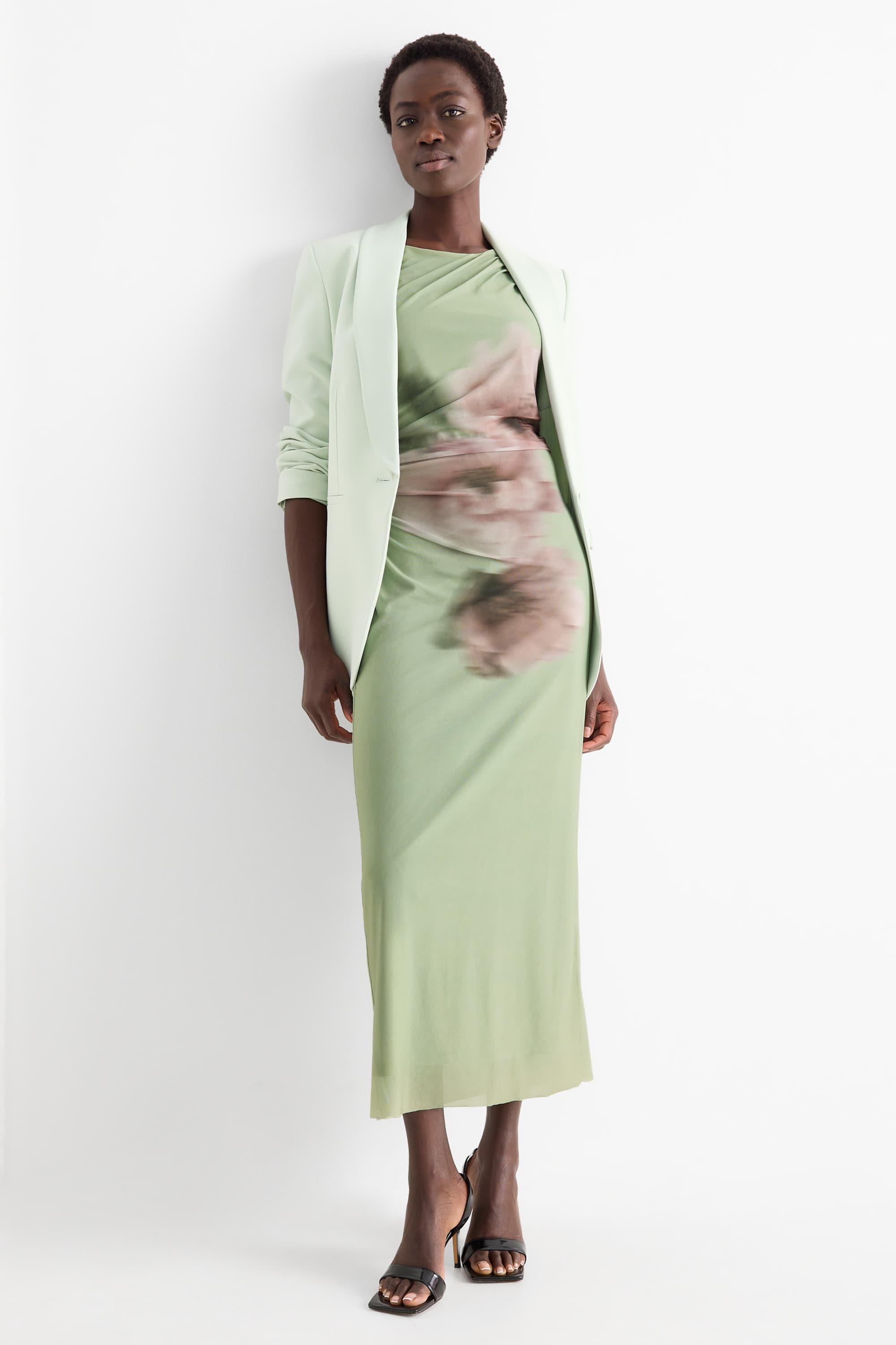 Mesh dress - floral light green