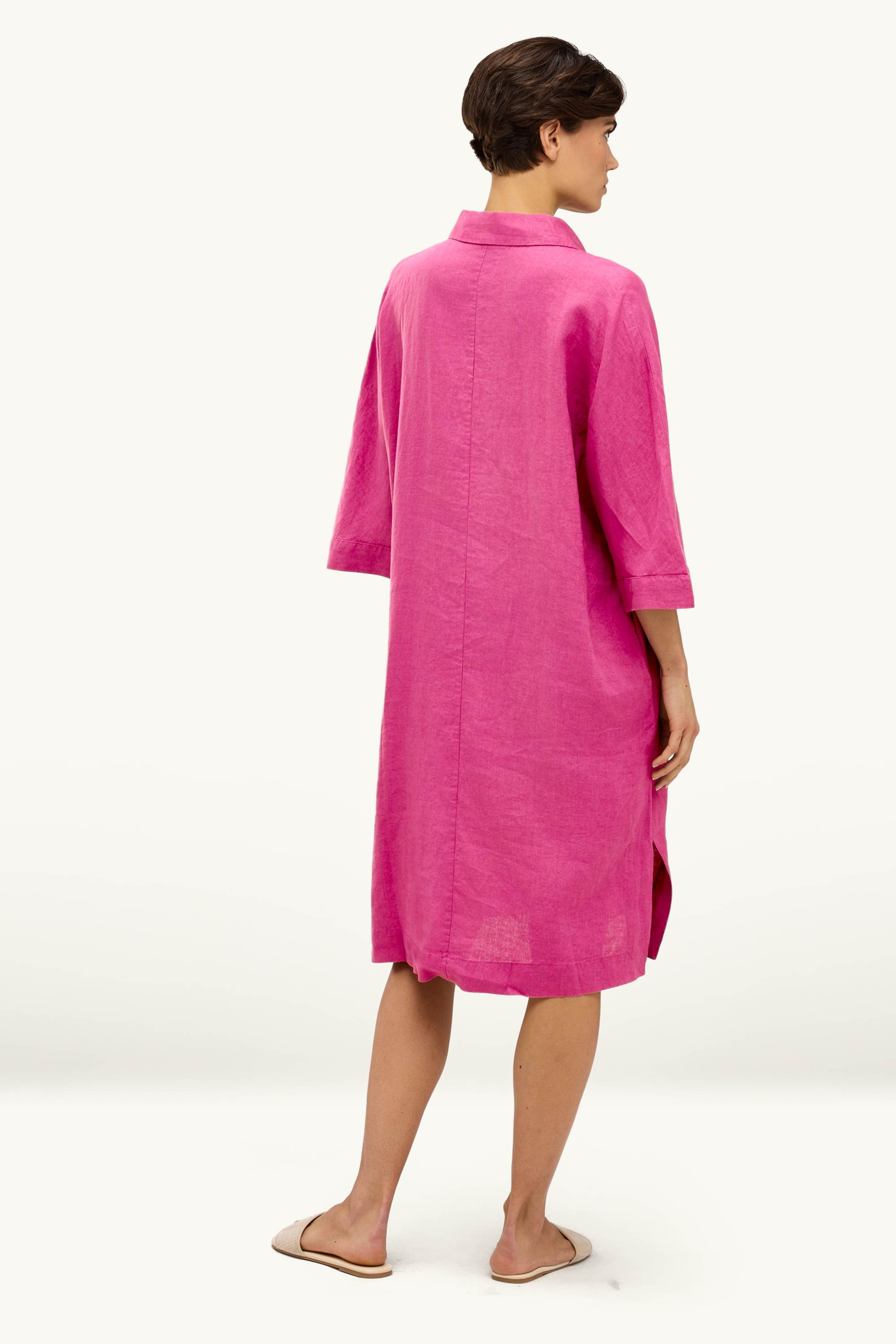 Linen dress - straight fit pink
