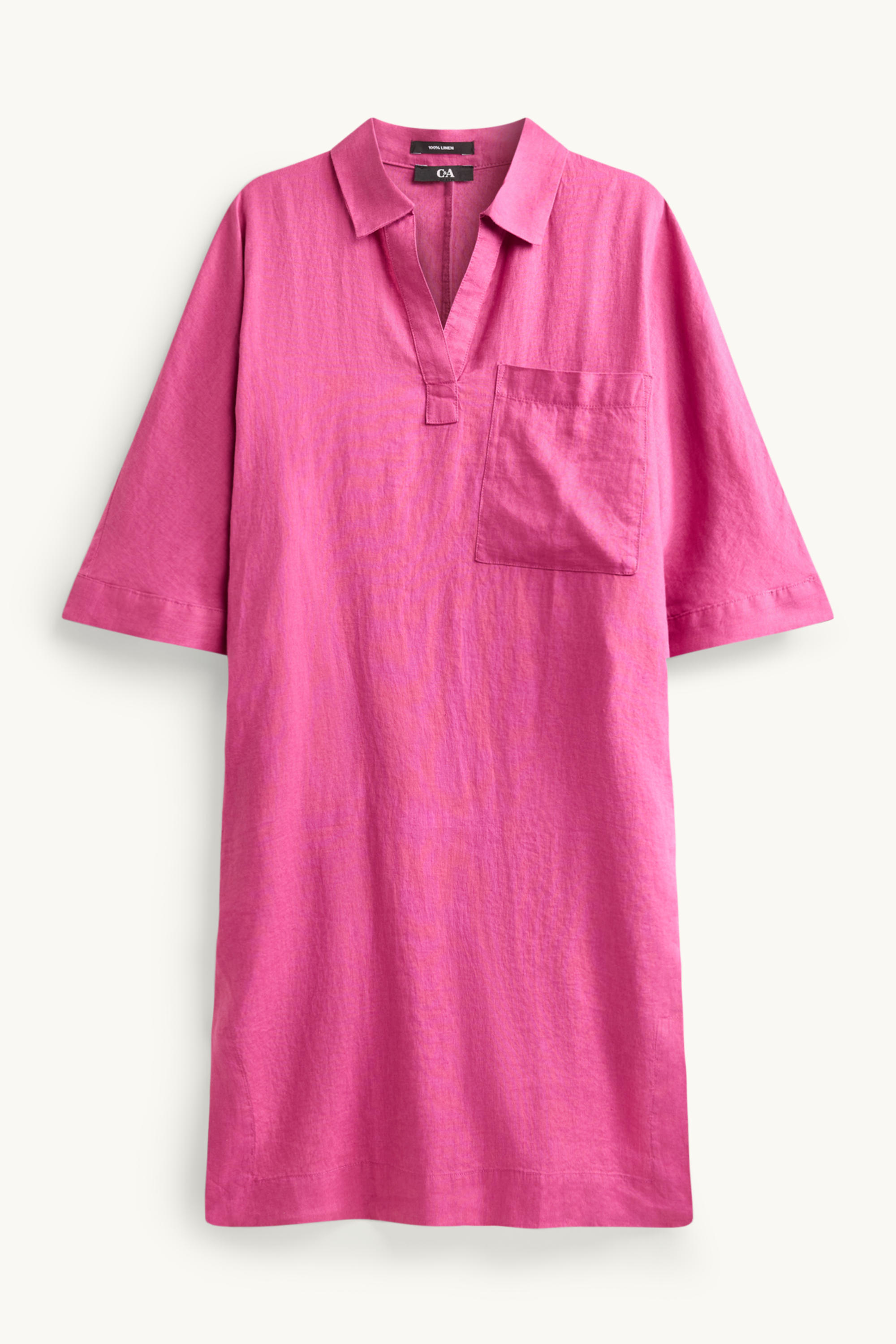 Linen dress - straight fit pink