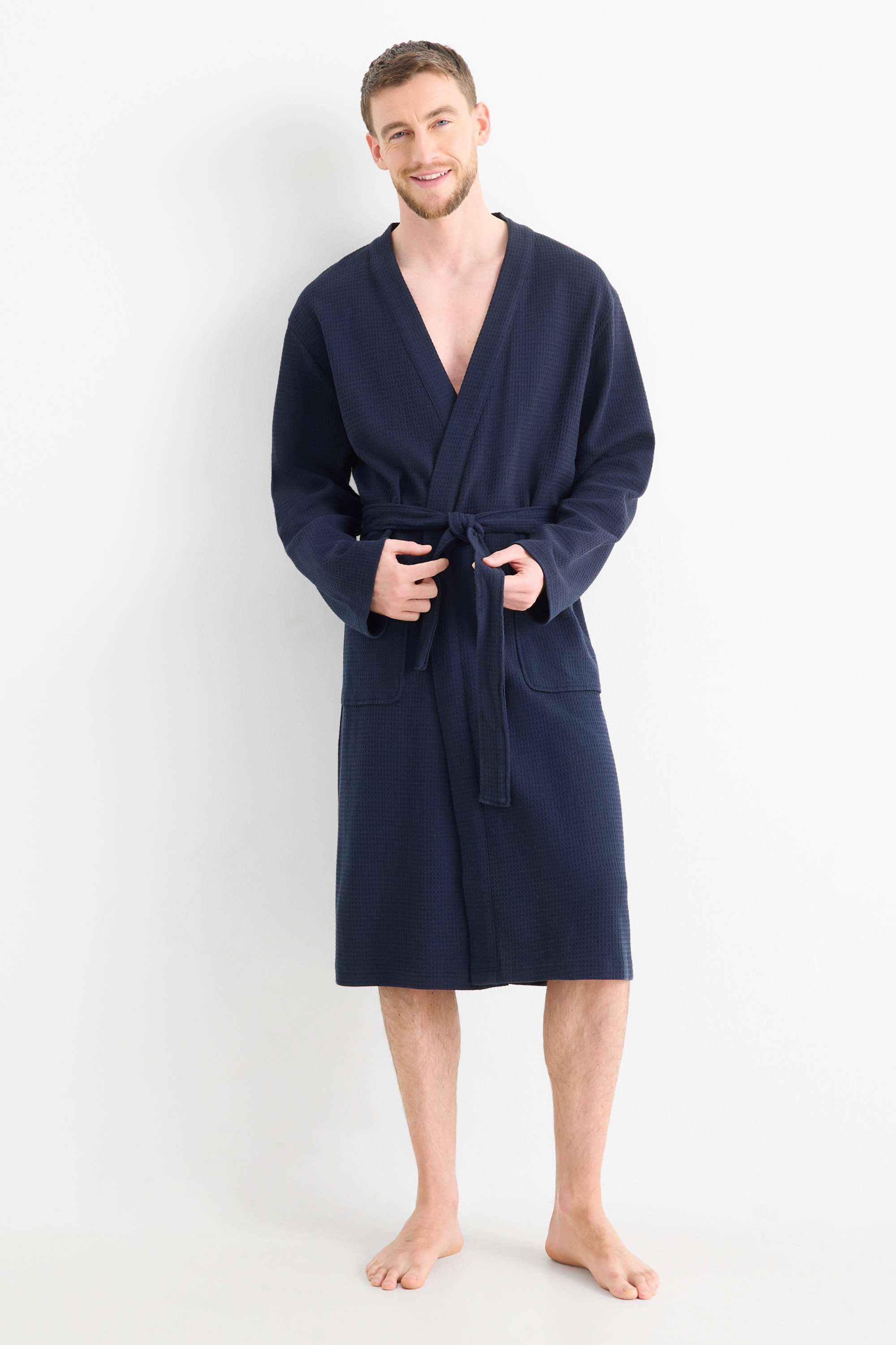 Bathrobe - textured dark blue