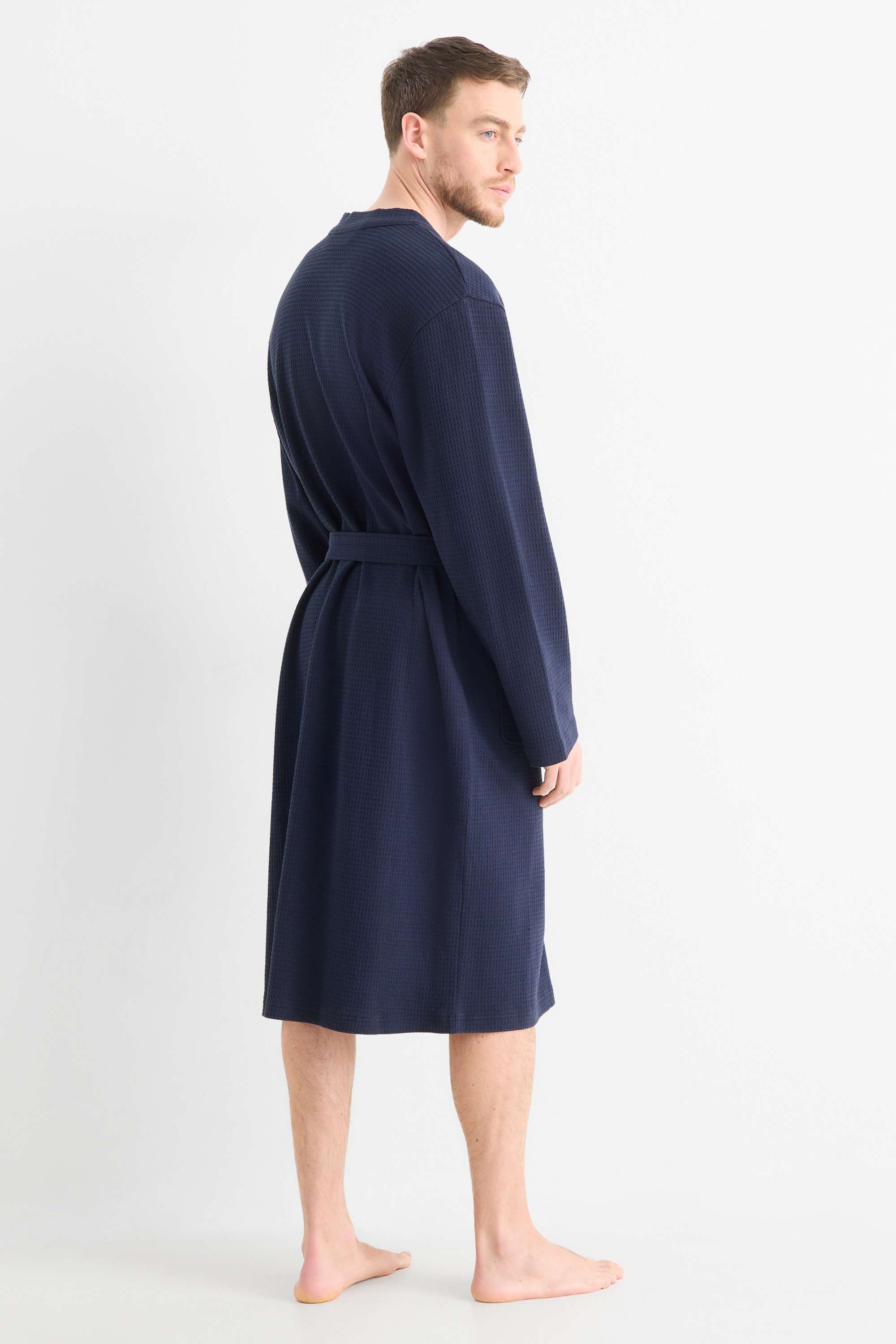 Bathrobe - textured dark blue