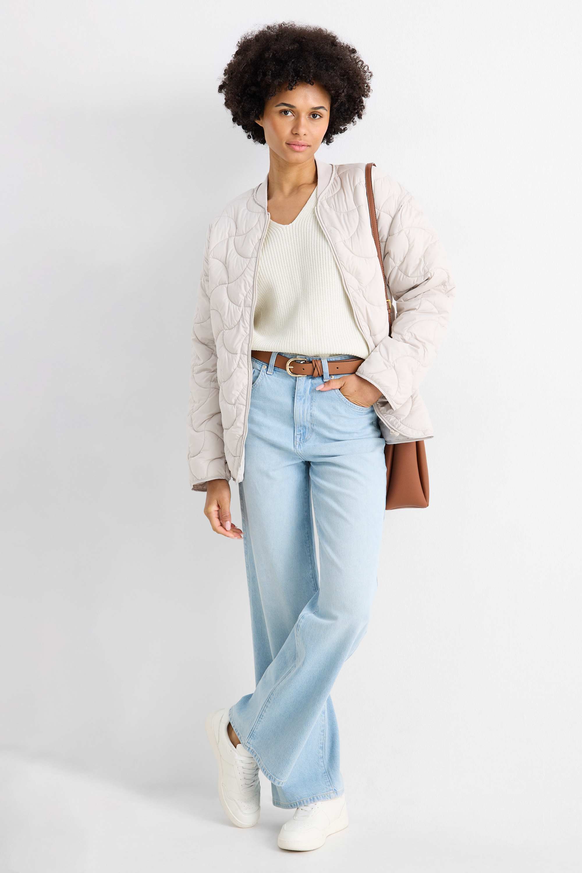 Knitted jumper - short sleeve white