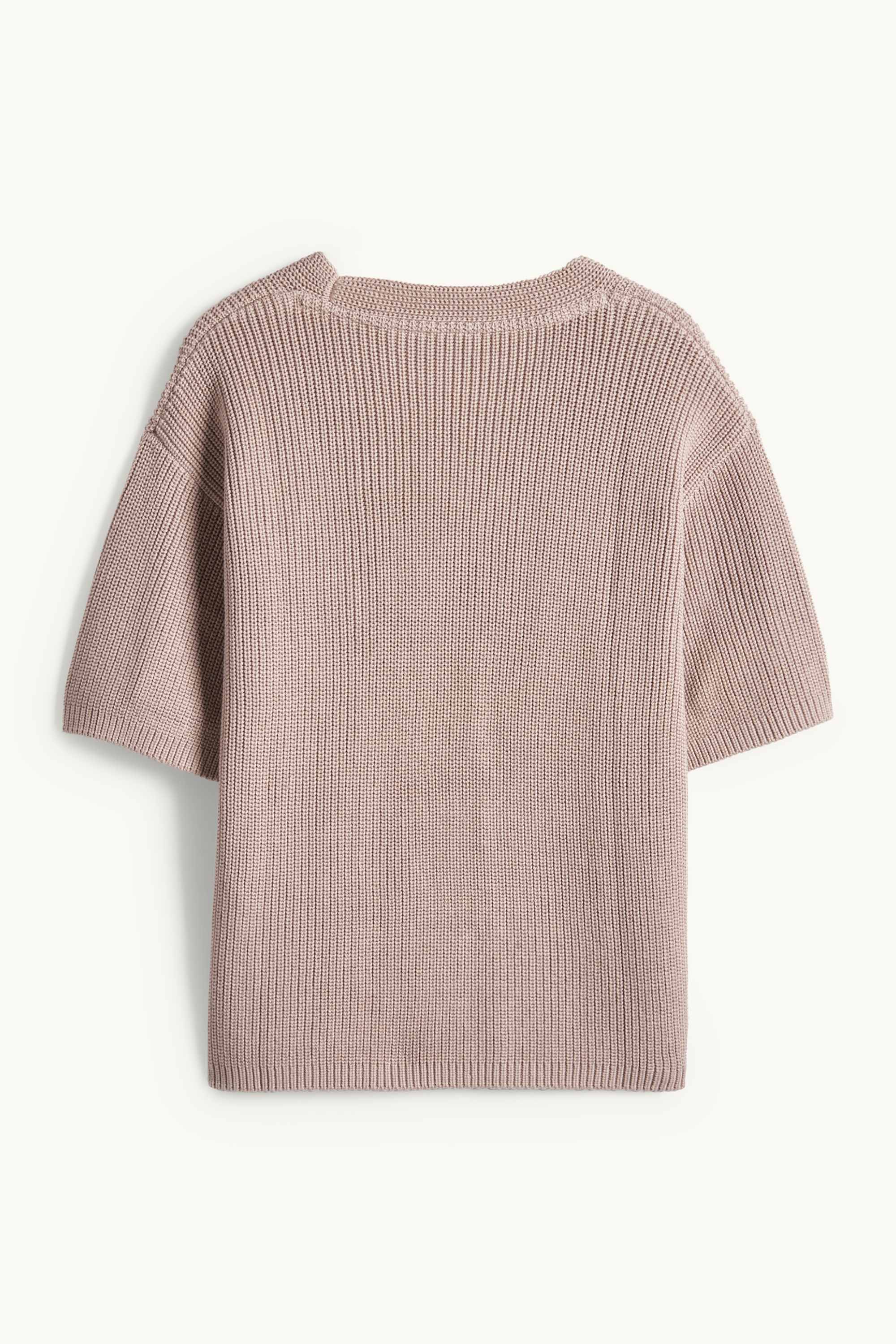Knitted jumper - short sleeve light brown