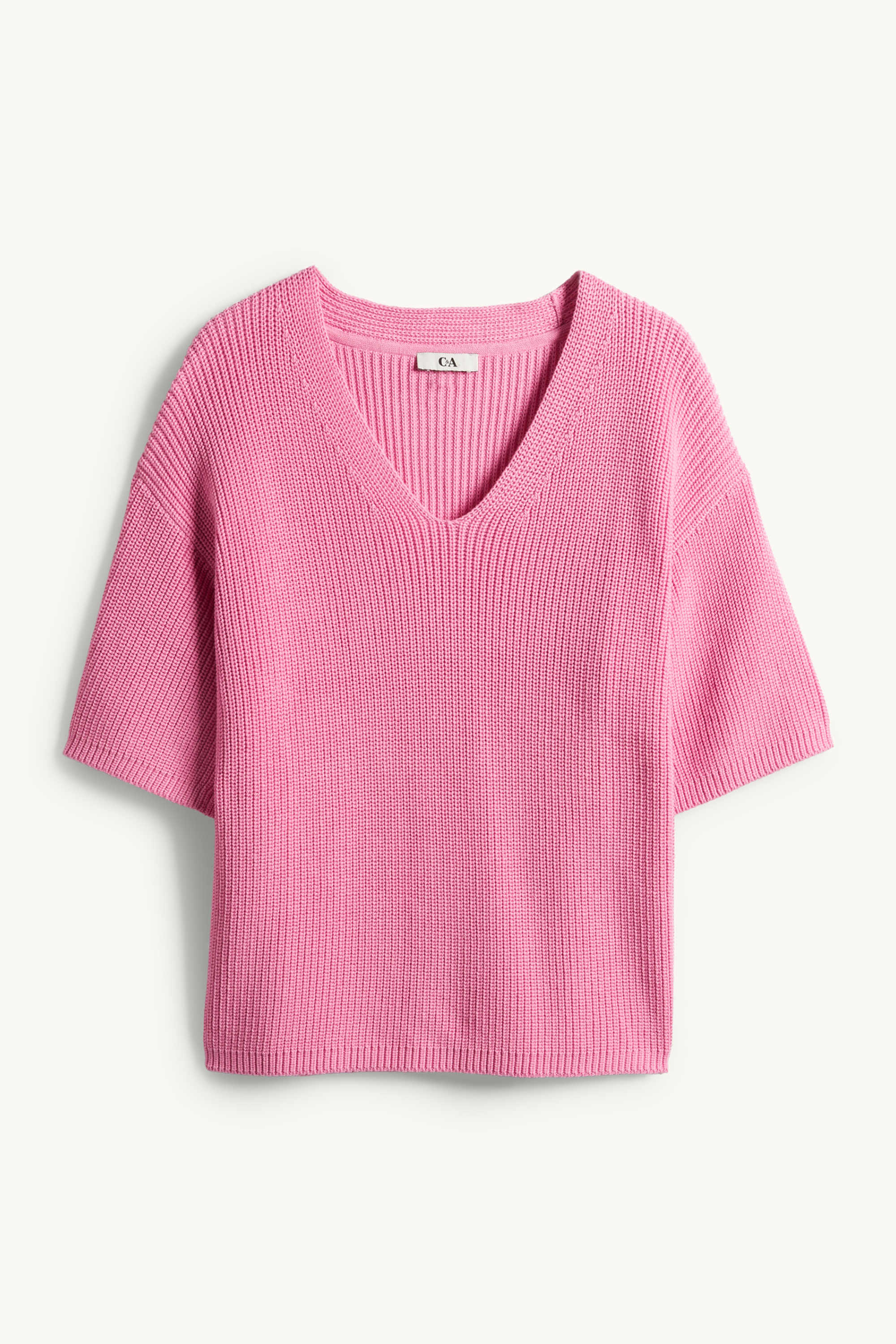 Knitted jumper - short sleeve pink