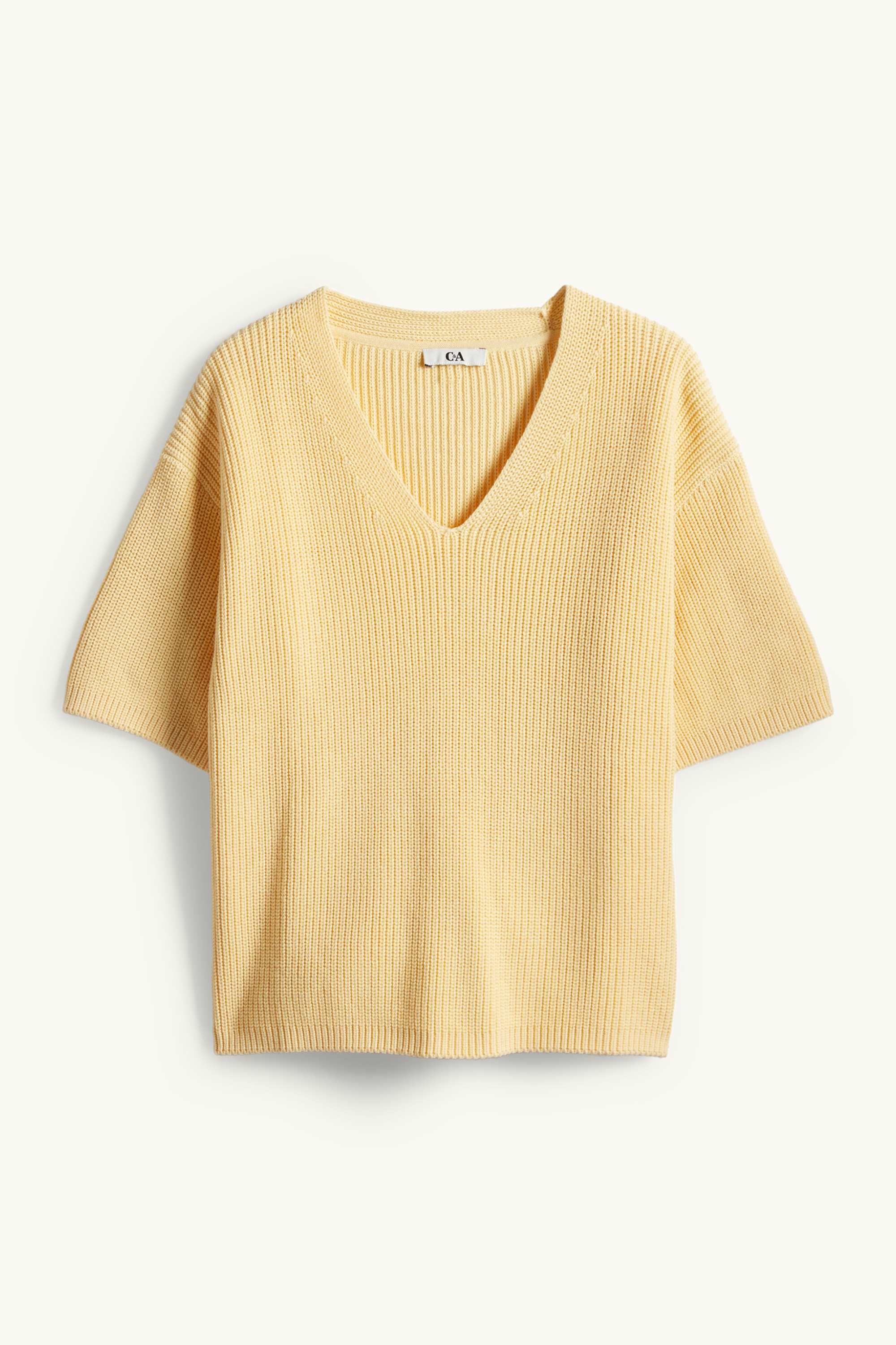 Knitted jumper - short sleeve yellow