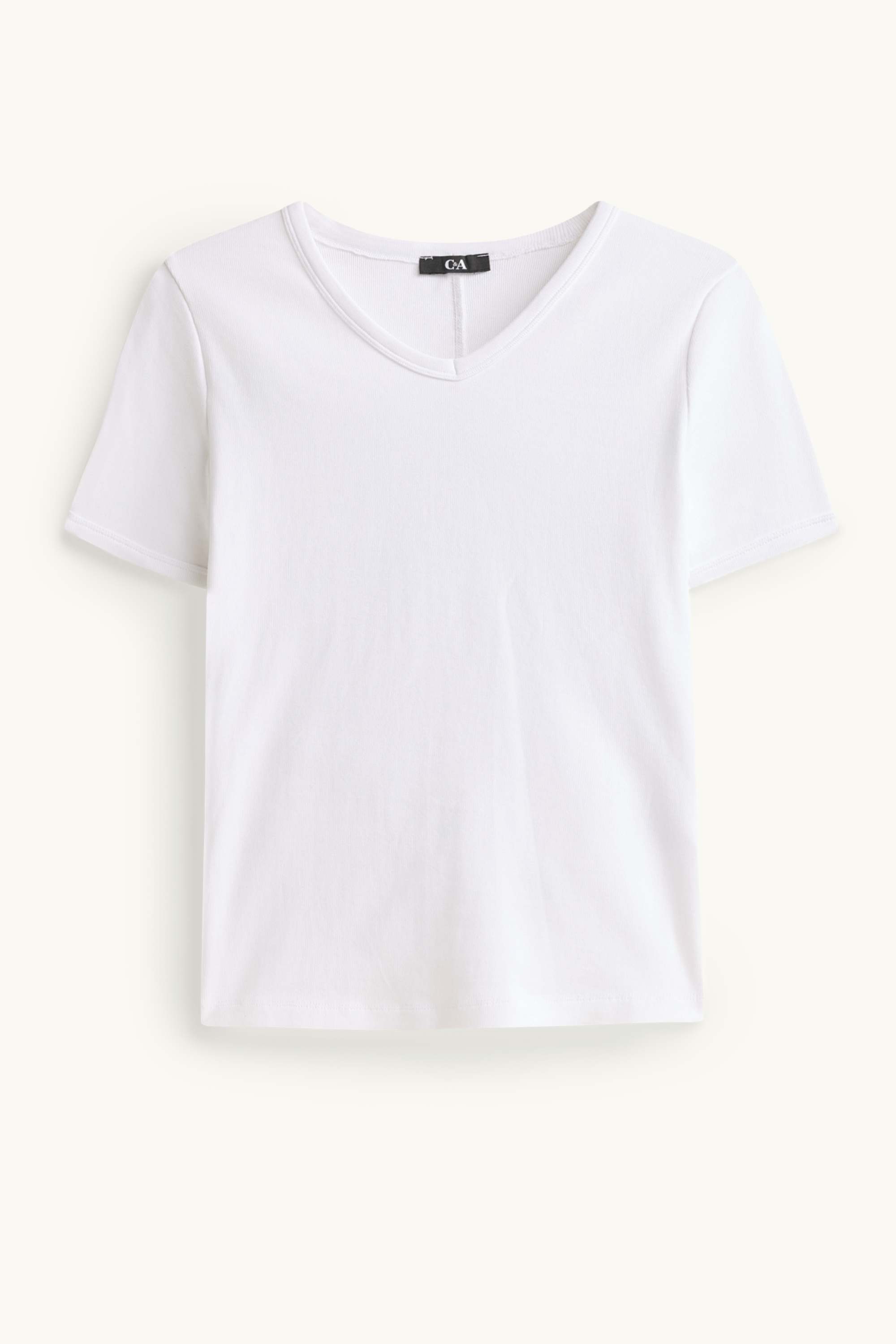 V-neck T-shirt - slim fit - skinny rib white