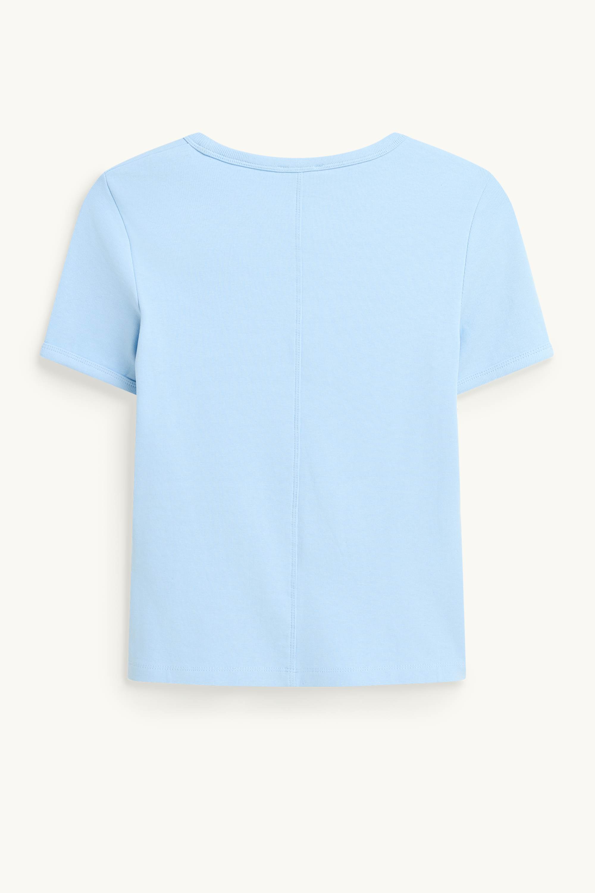 V-neck T-shirt - slim fit - skinny rib light blue
