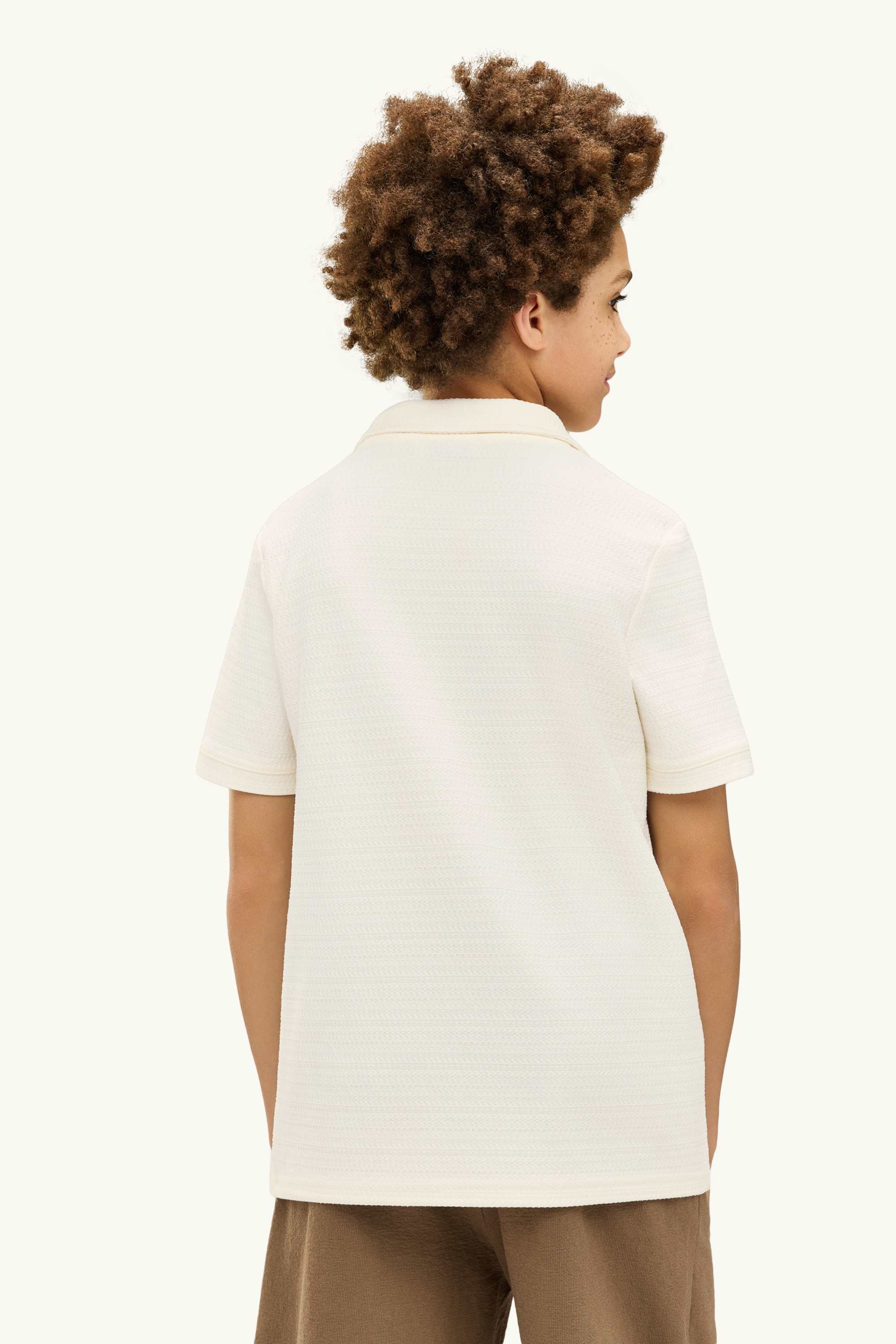 Polo shirt - textured creme