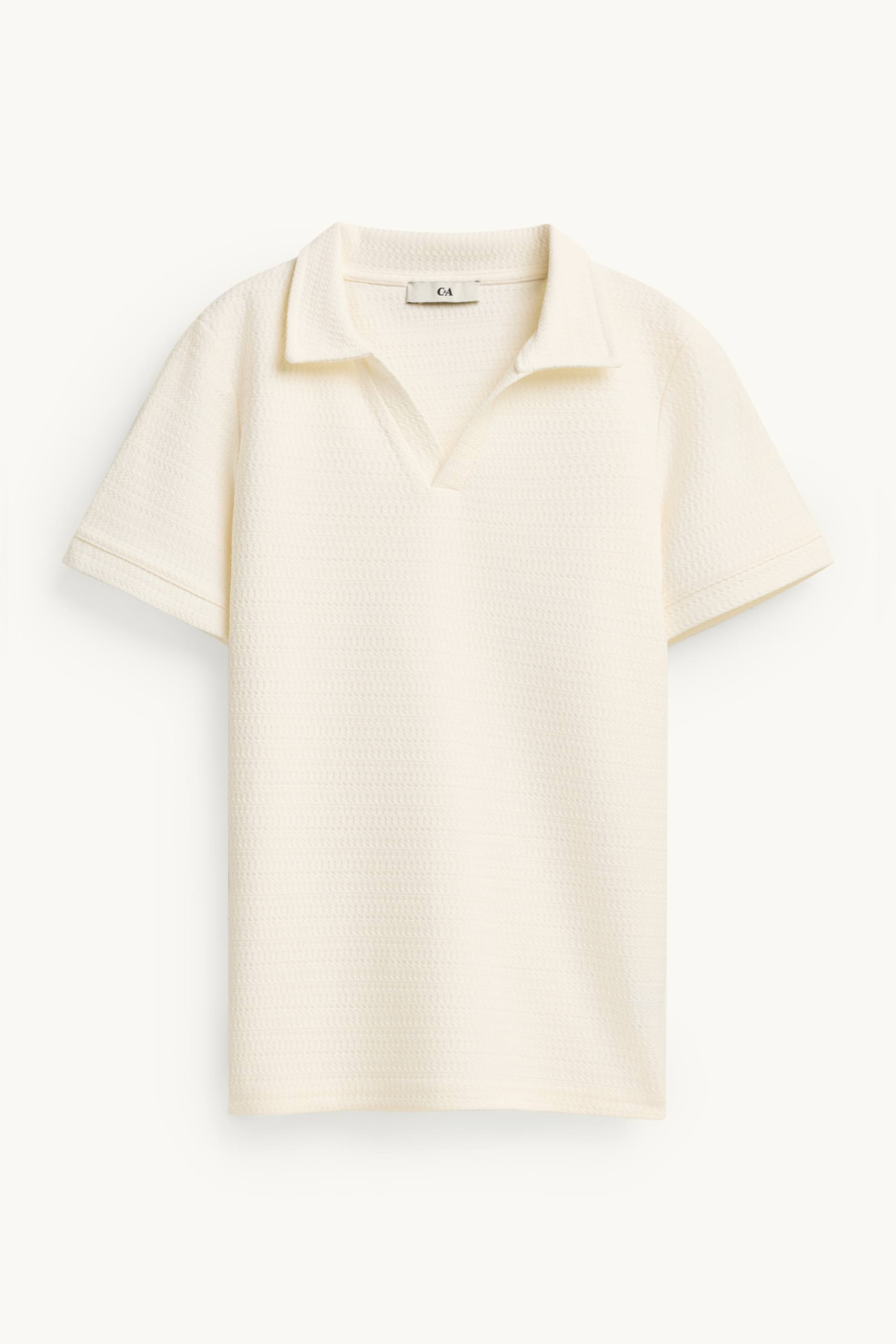 Polo shirt - textured creme