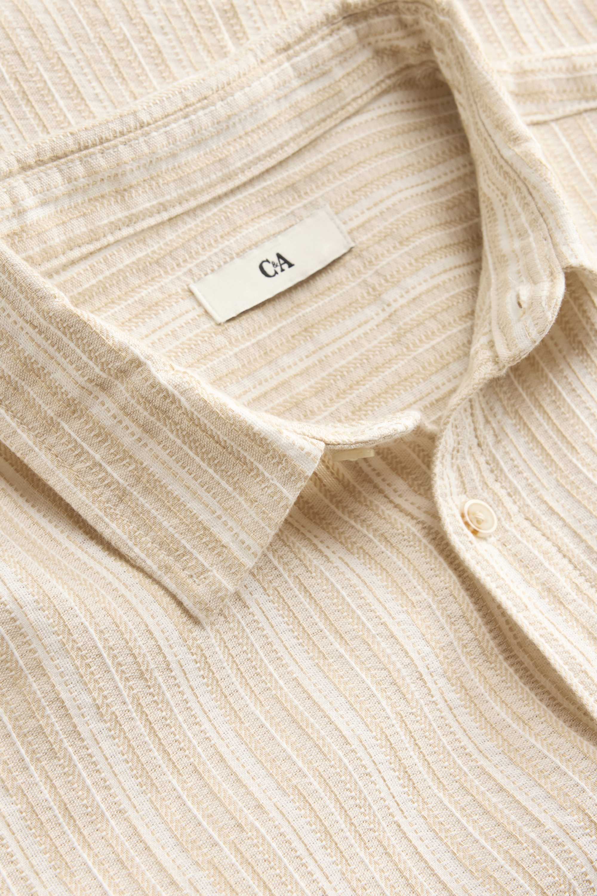 Shirt - striped - textured beige