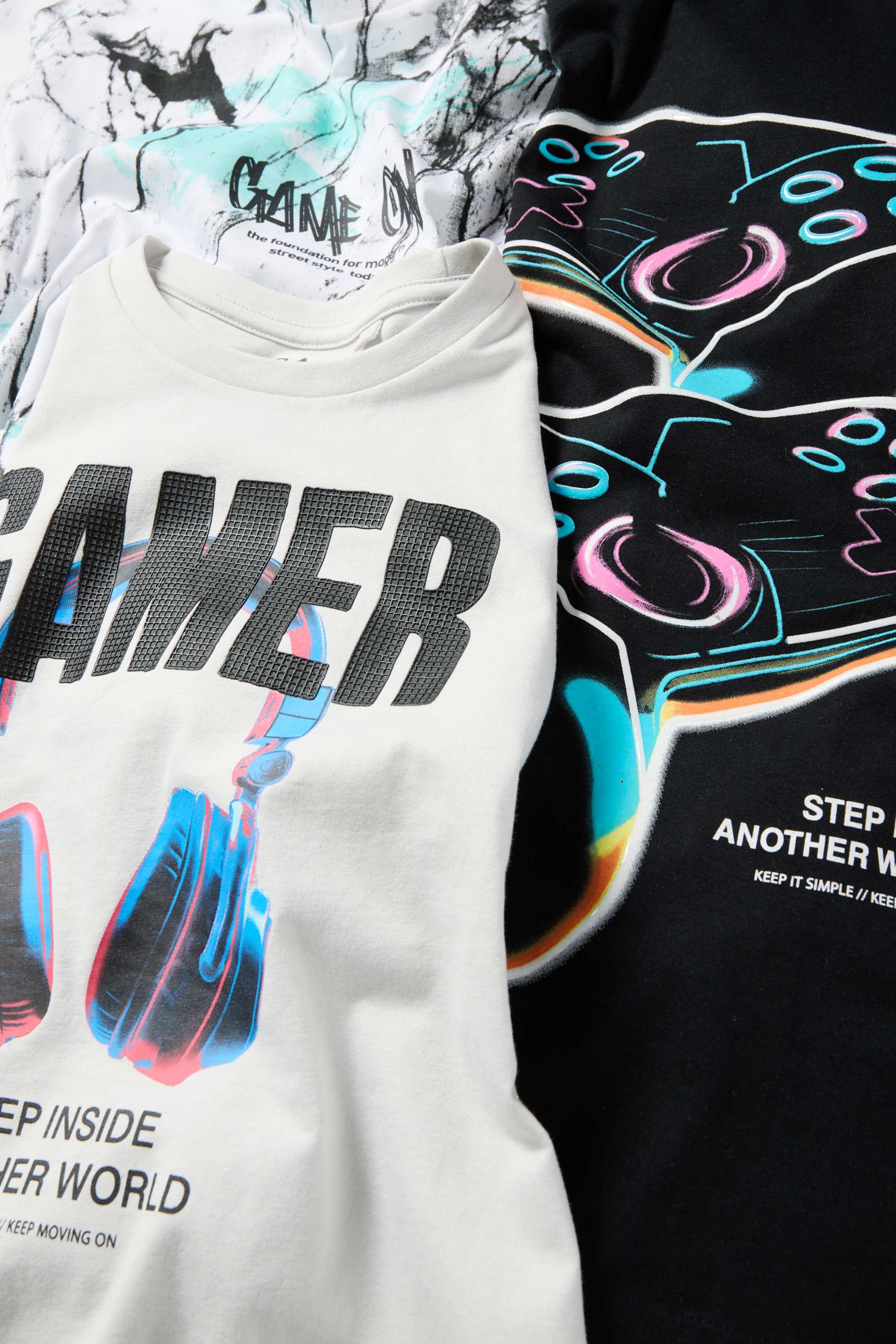 Multipack of 3 - gaming - short sleeve top black / white