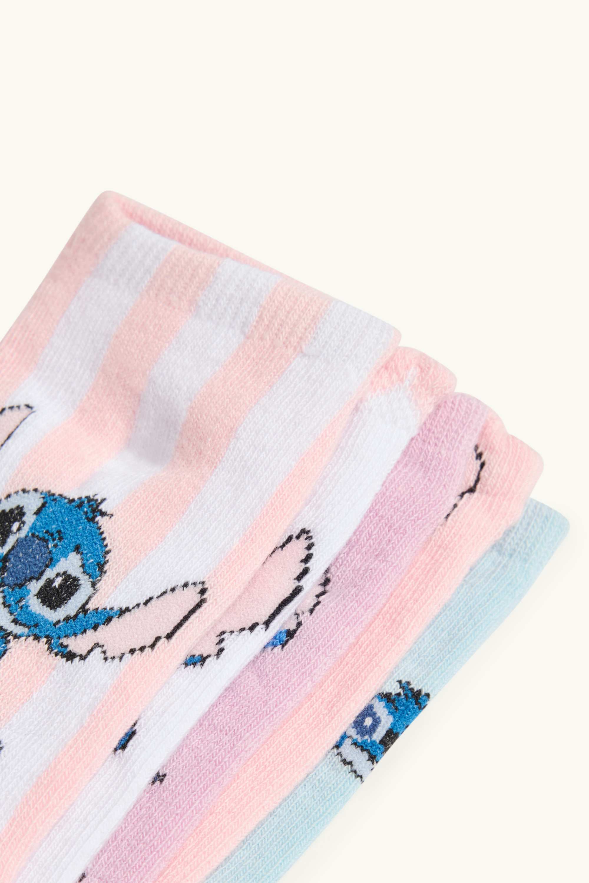 Multipack of 5 - Lilo & Stitch - trainer socks with motif rose