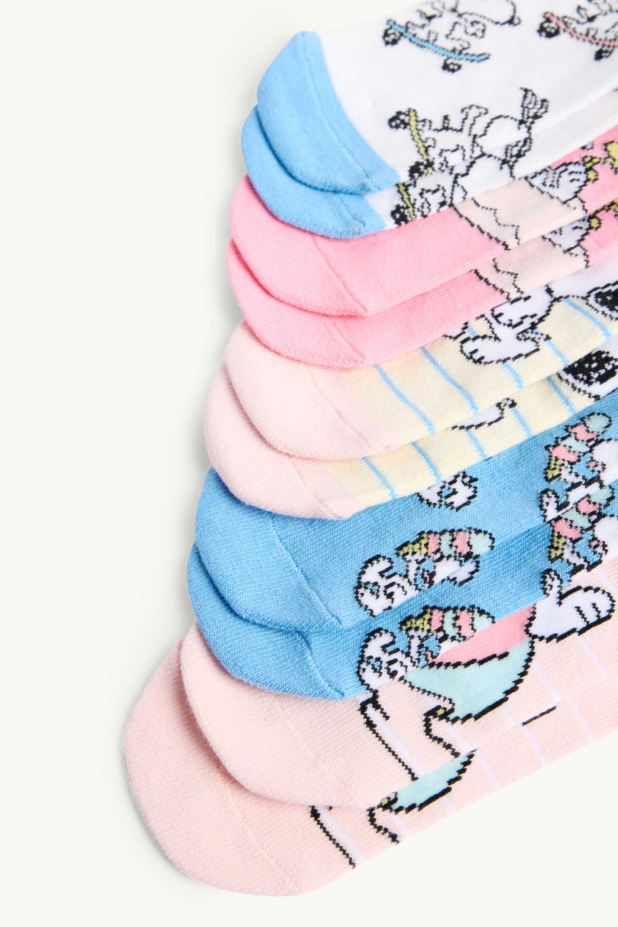 Multipack of 5 - Peanuts - trainer socks with motif multicoloured