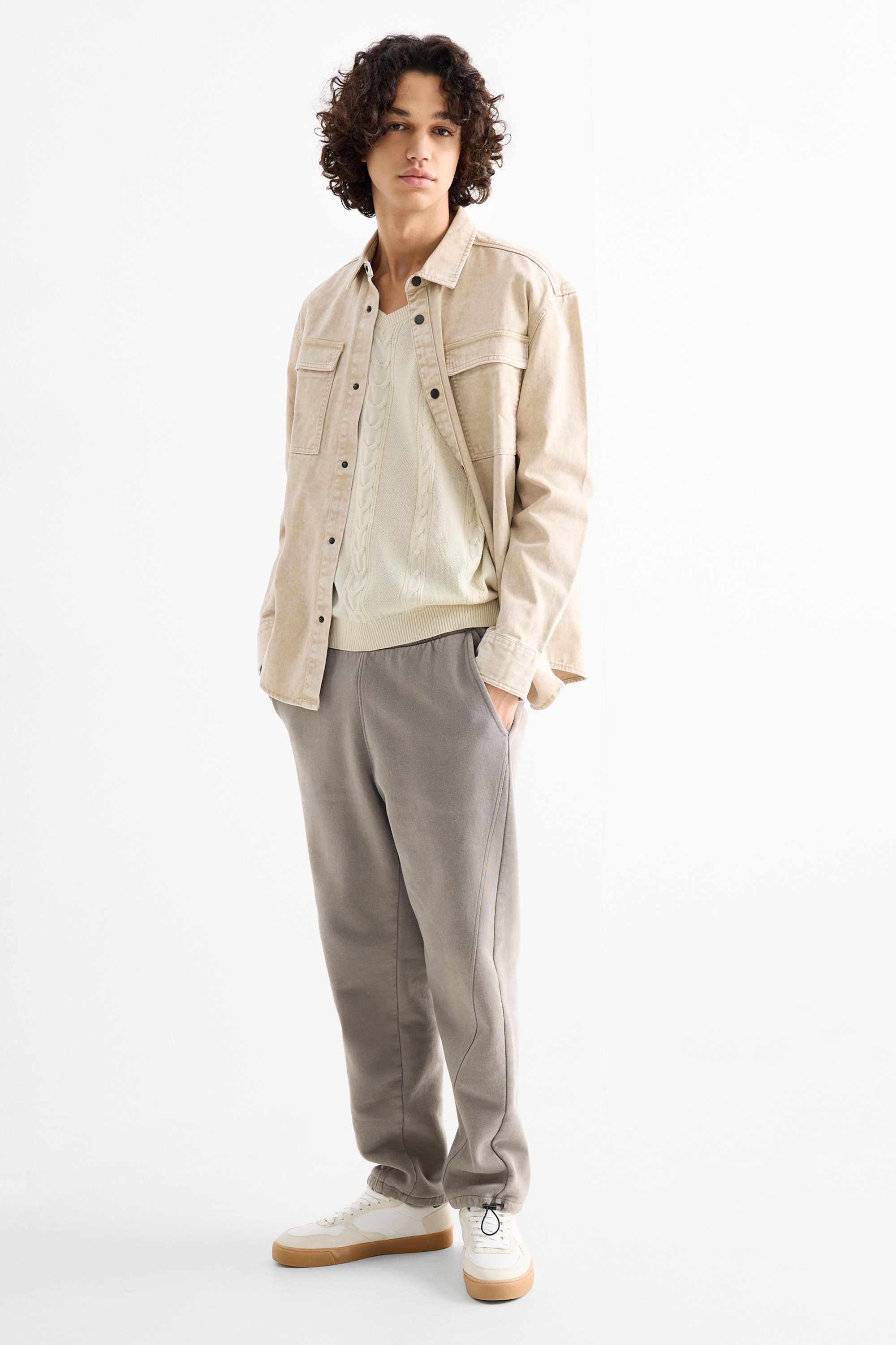 Slipover - cable knit pattern light beige