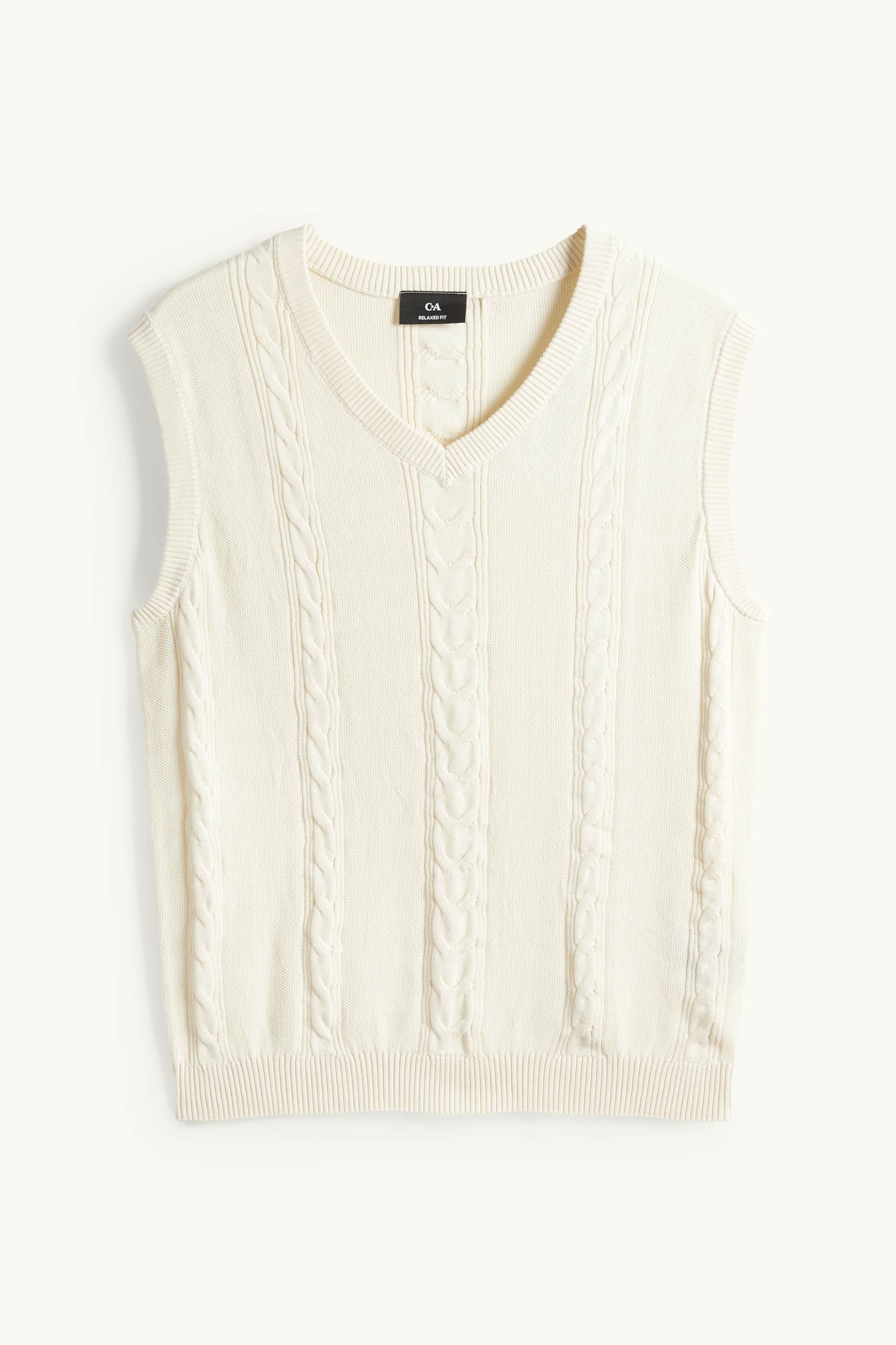Slipover - cable knit pattern light beige