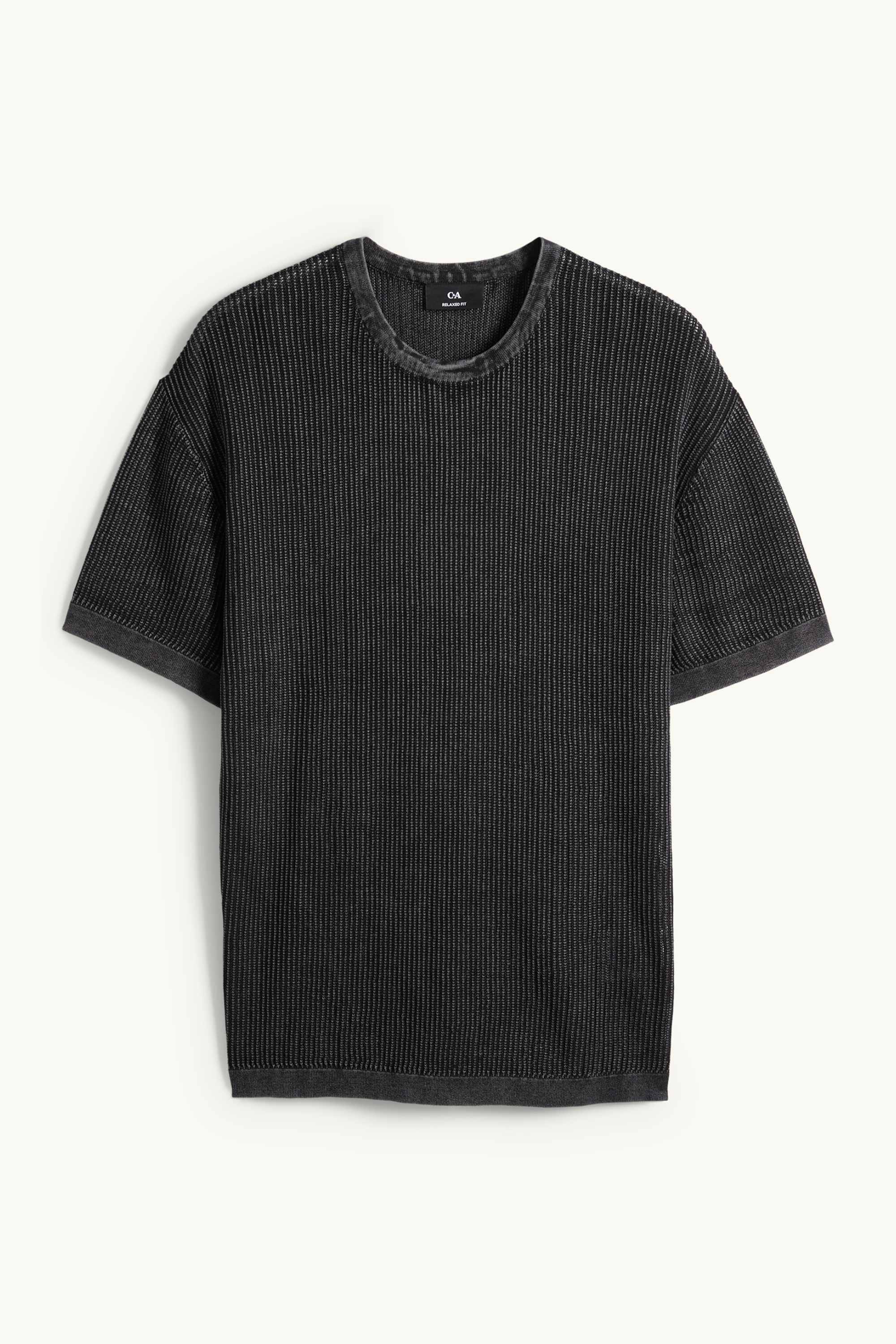 Knitted jumper - short sleeve - ribbed black