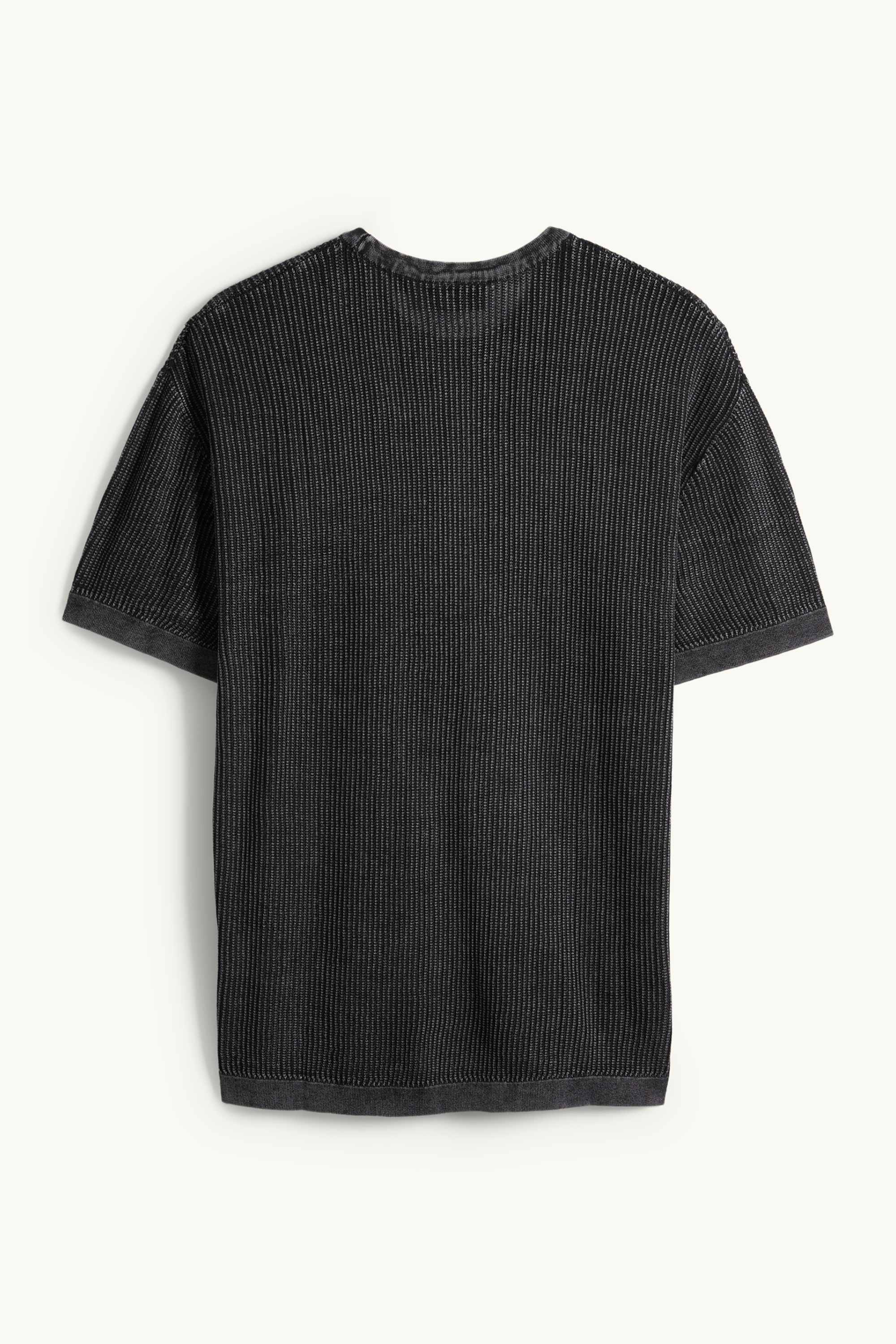 Knitted jumper - short sleeve - ribbed black