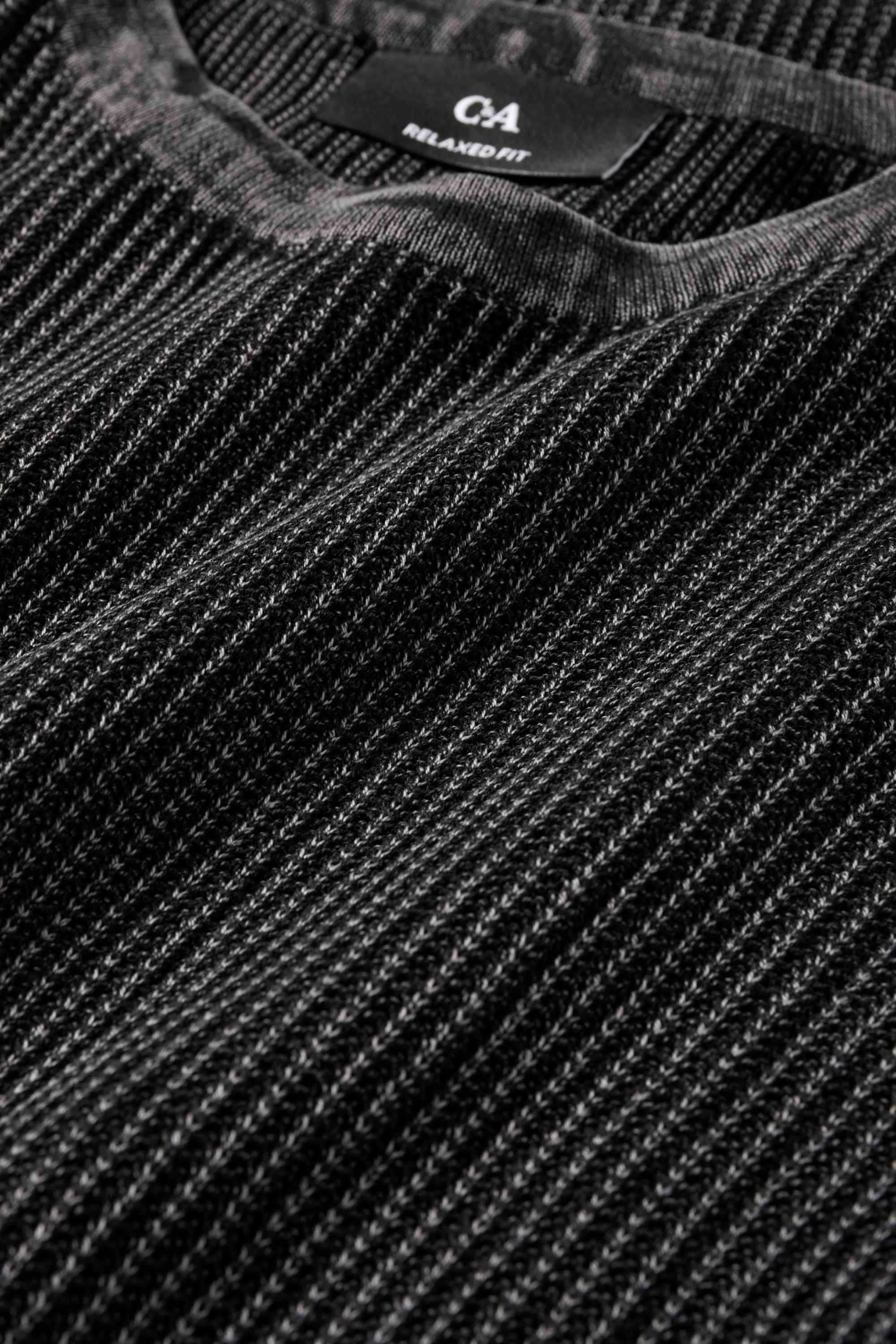 Knitted jumper - short sleeve - ribbed black