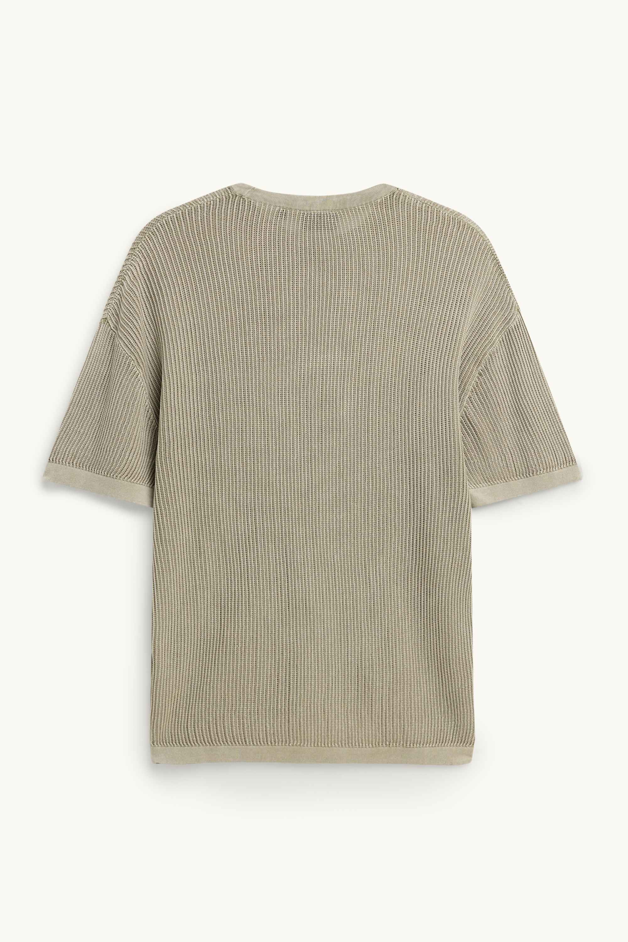Knitted jumper - short sleeve - ribbed green