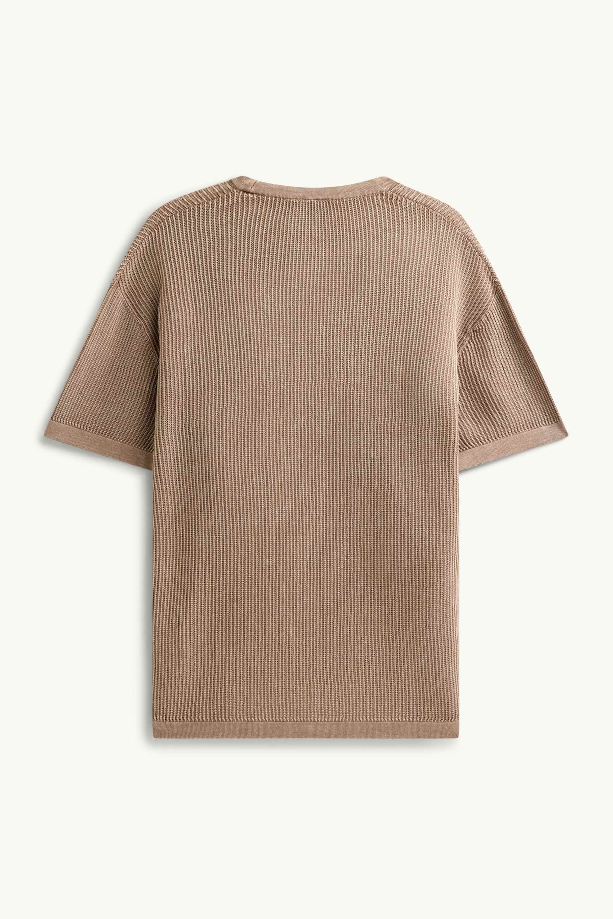 Knitted jumper - short sleeve - ribbed gray