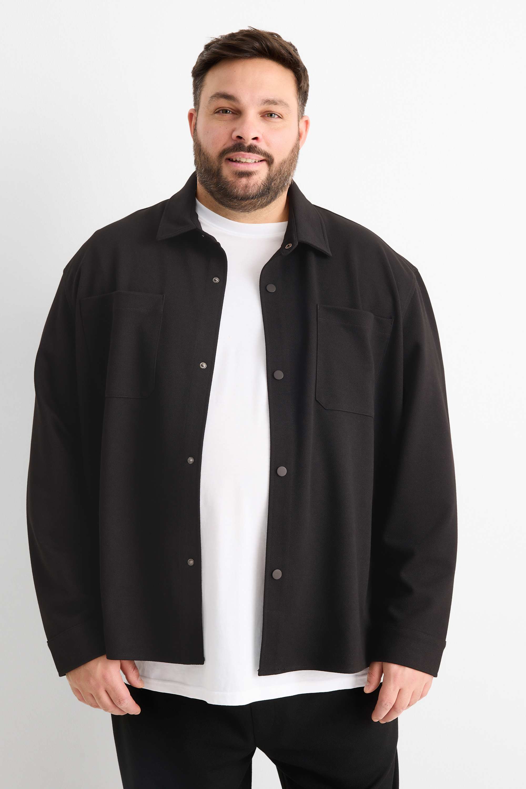 Shirt jacket - relaxed fit - kent collar black