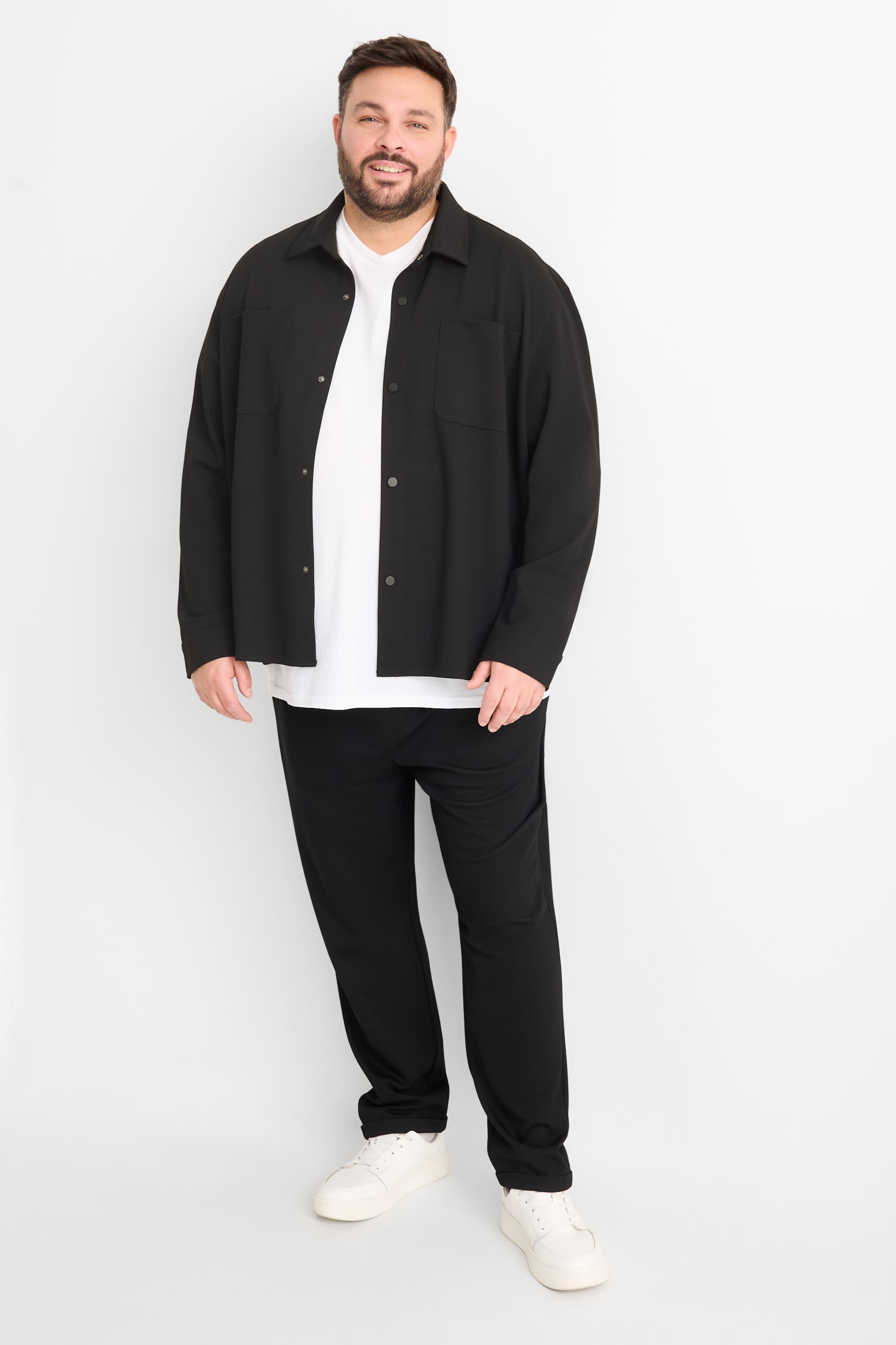 Shirt jacket - relaxed fit - kent collar black