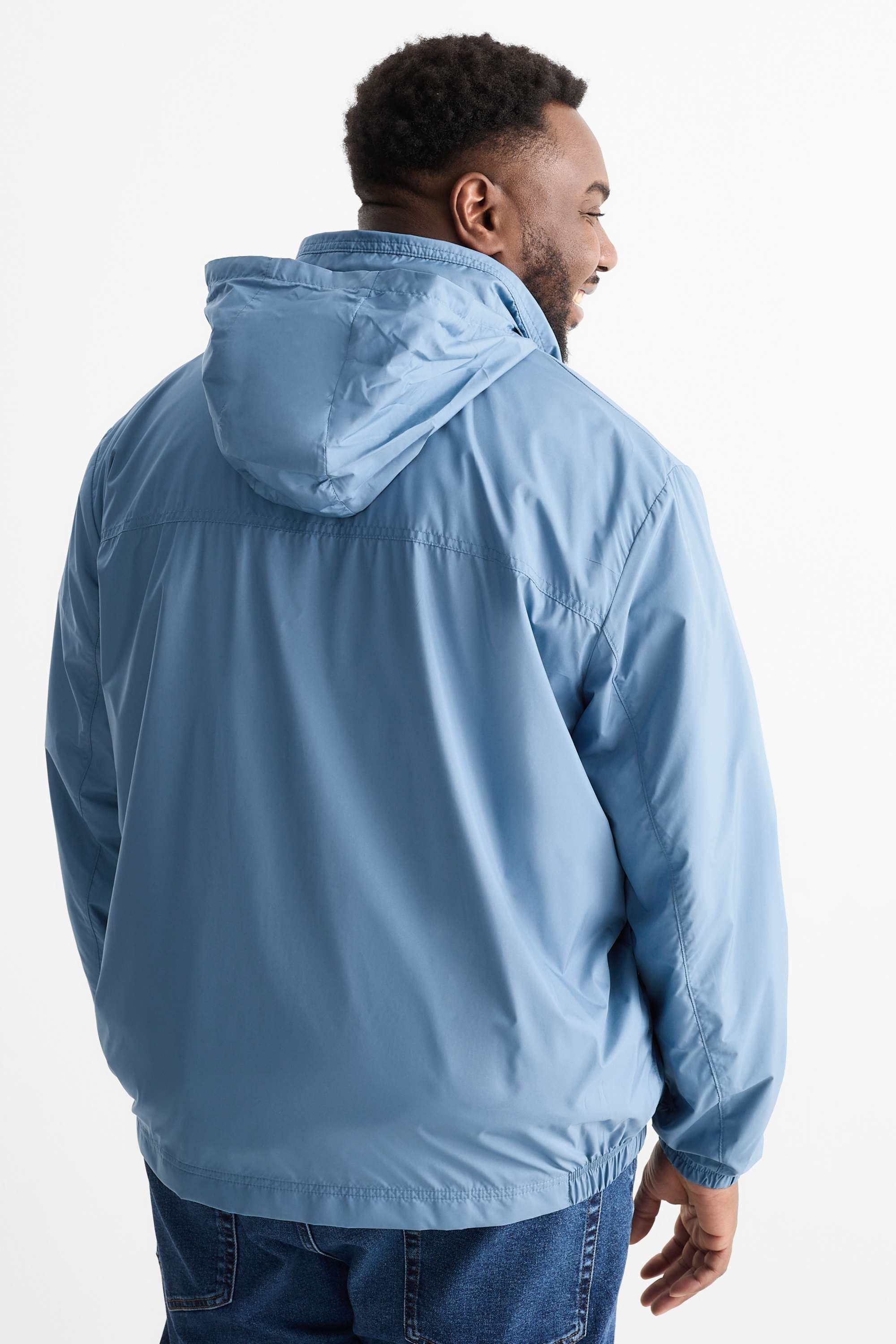 Bomber jacket with hood - water-repellent light blue