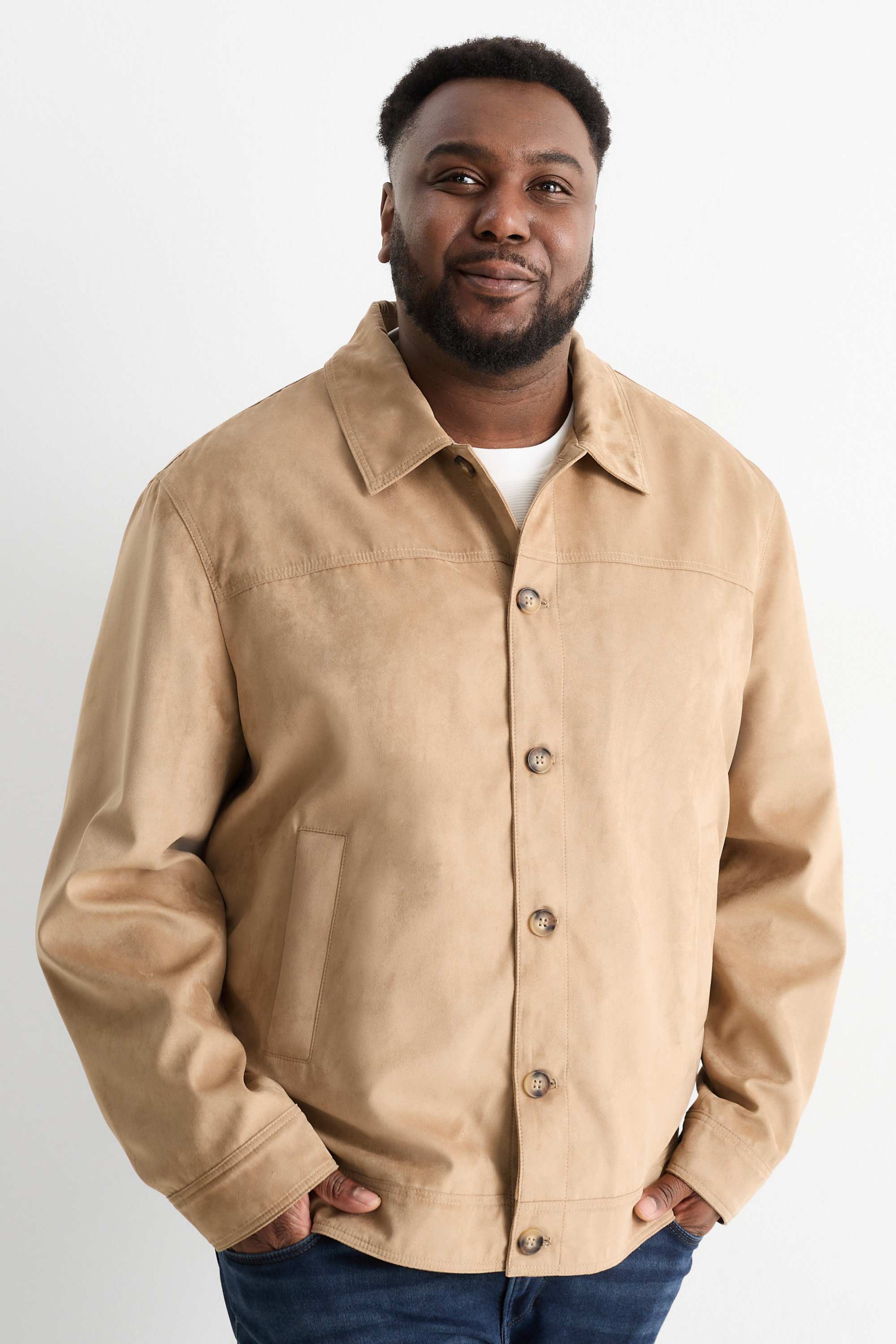 Jacket - faux suede light brown